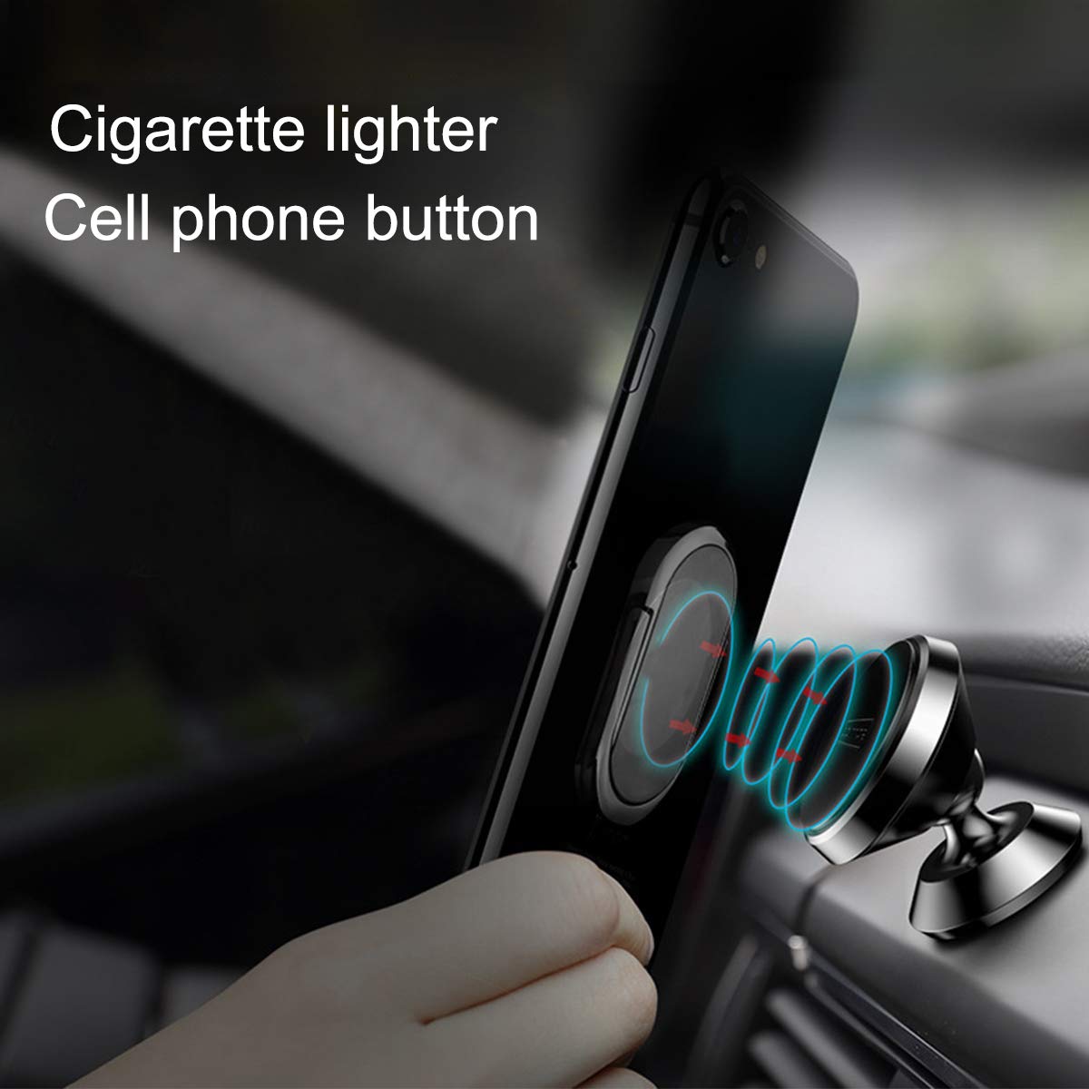 Newest Multi USB Car Cigarette Lighter Charger with Magnetic Phone Holder Stand - Compatible with iPhone & Samsung - Auto Charging Ring Bracket for Safe Driving (Blue) | Perfect for Road Trips & Daily Commutes