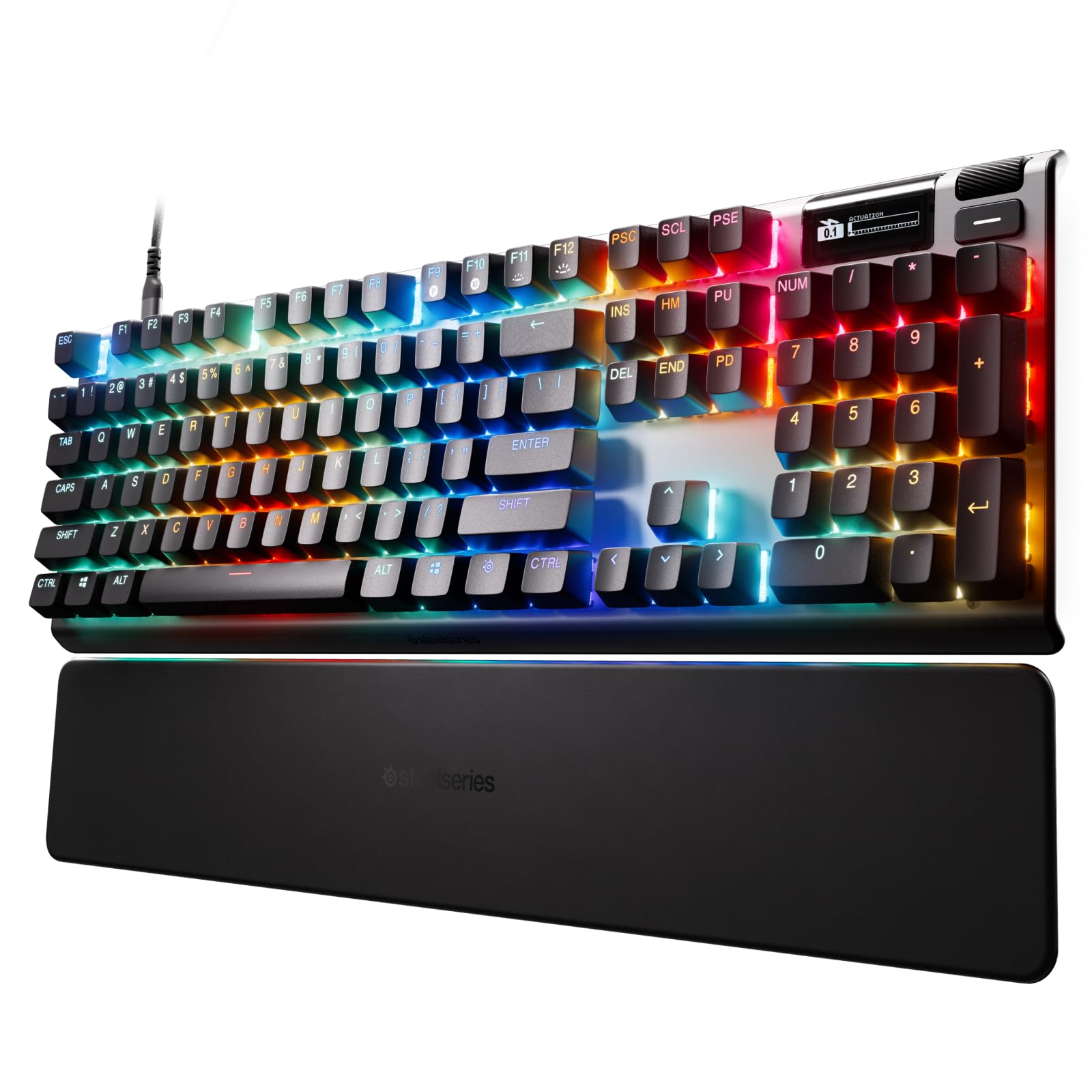 SteelSeries Apex Pro Gen 3 Gaming Keyboard with OmniPoint 3.0 HyperMagnetic Switches - Adjustable Actuation & Rapid Trigger - RGB Backlit, PBT Keycaps, OLED Display - Perfect for FPS, MOBA & Esports Gaming