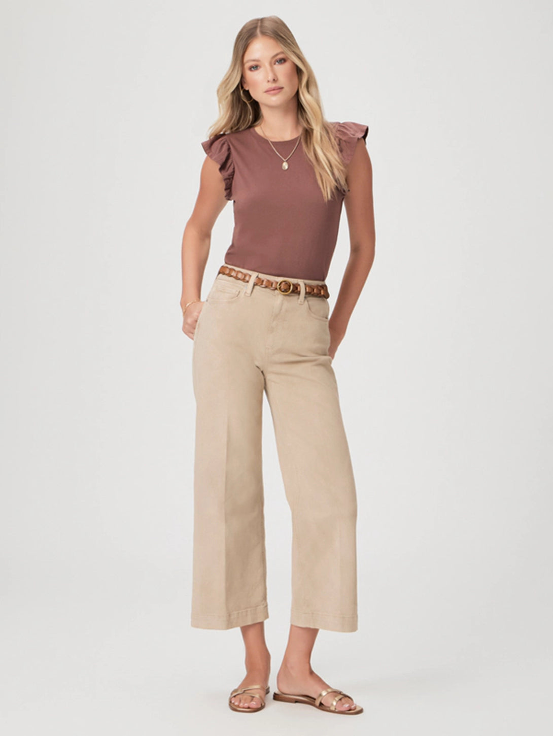 Anessa Vintage Soft Sand Pants - Women's High Waisted Casual Trousers for Everyday Wear, Office & Travel
