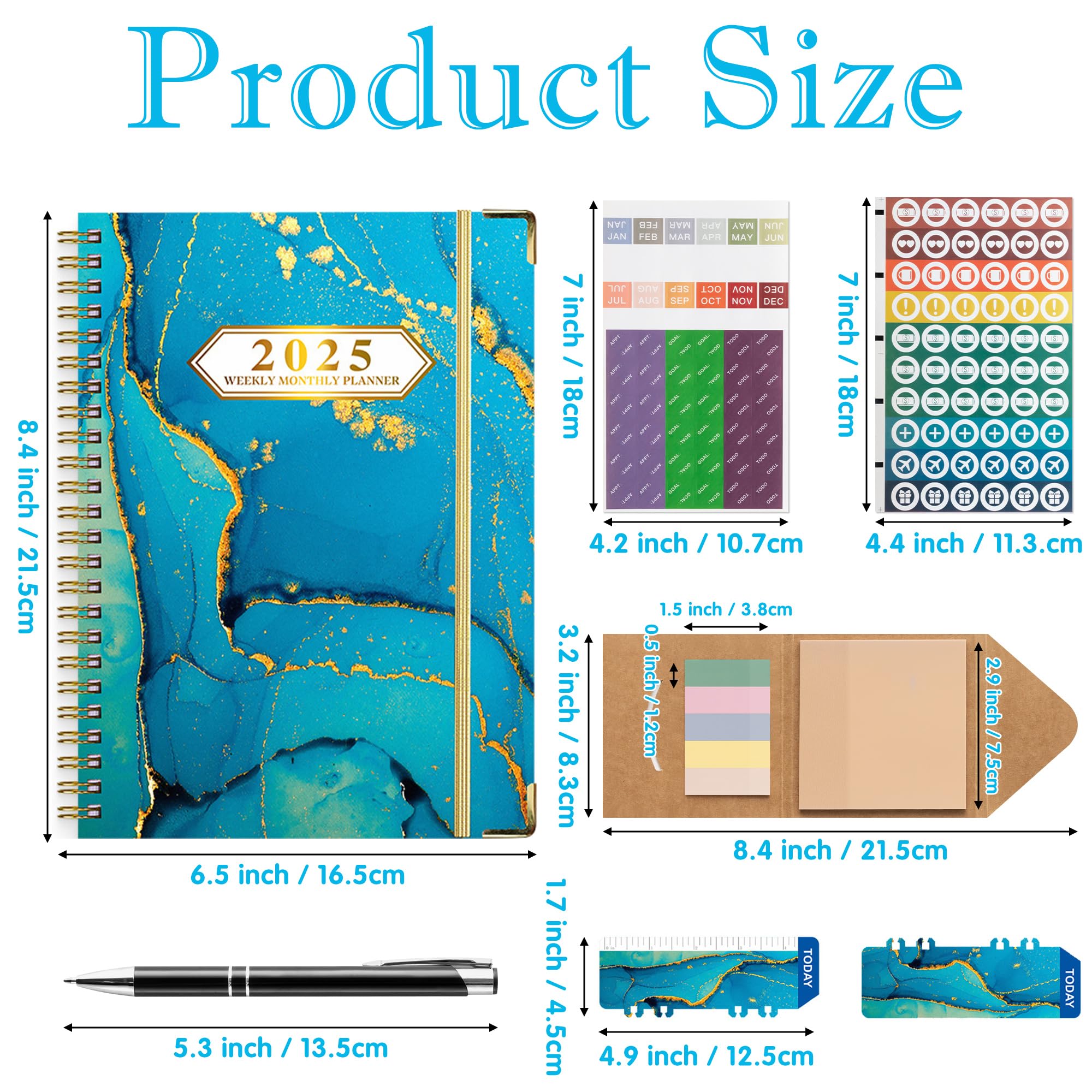 2025 Planner Gift Set - 12-Month Daily Weekly Monthly Organizer Notebook 8.4