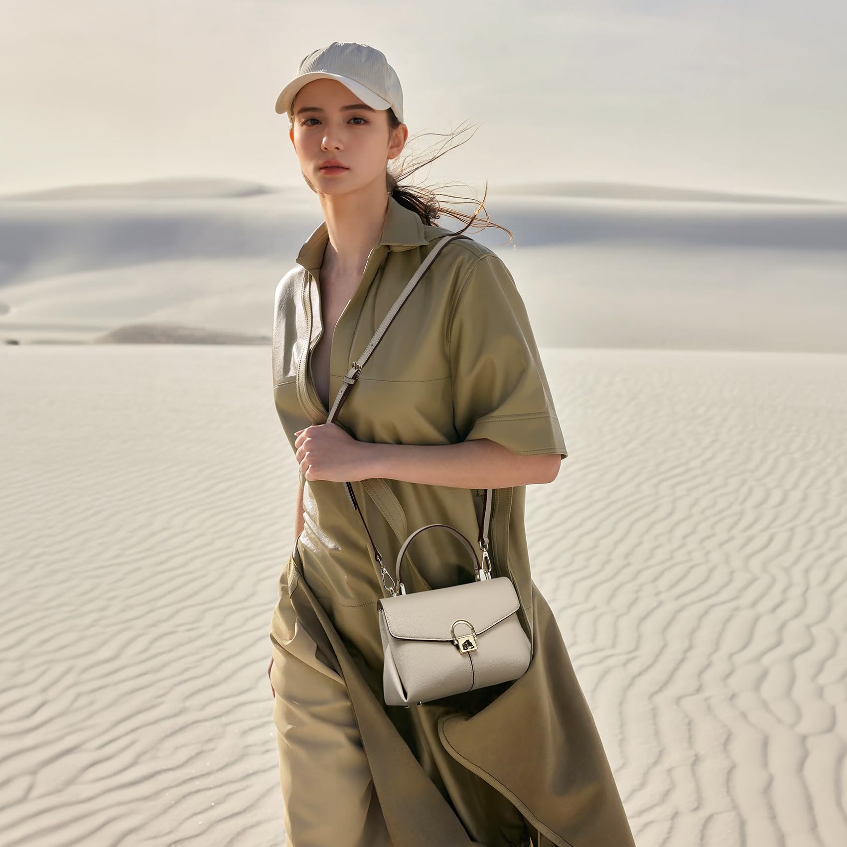 Stylish Women's Leather Tote Bag with Top Handle & Shoulder Strap - Secure Metal Button Lock - Perfect for Work, Travel & Everyday Use
