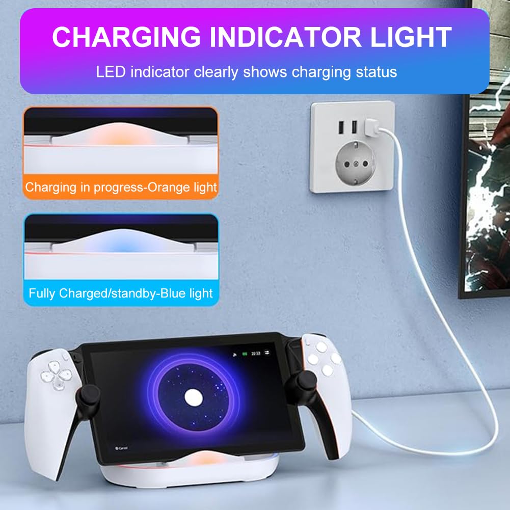 AZURAOKEY PS5 Portal Charging Dock with RGB Lights - Portable Charging Station & Stand for PS5 Portal Game Console - Perfect for Gaming Setup & Travel Use