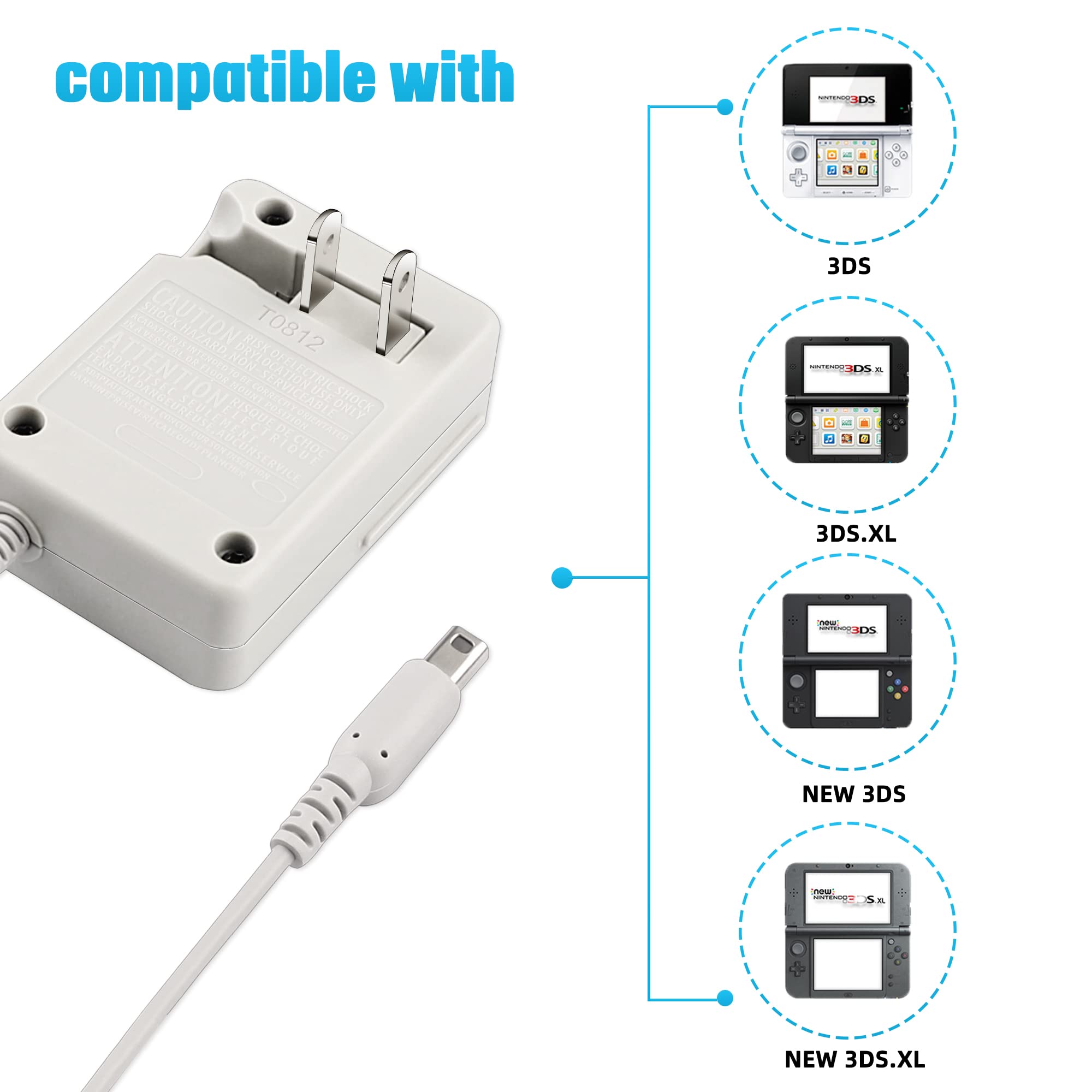 Original Nintendo 3DS Charger - AC Power Adapter for New 3DS XL, New 3DS, 3DS XL & 3DS - 100-240V Wall Plug with Fast Charging - Perfect for Home, Travel & Gaming On-The-Go