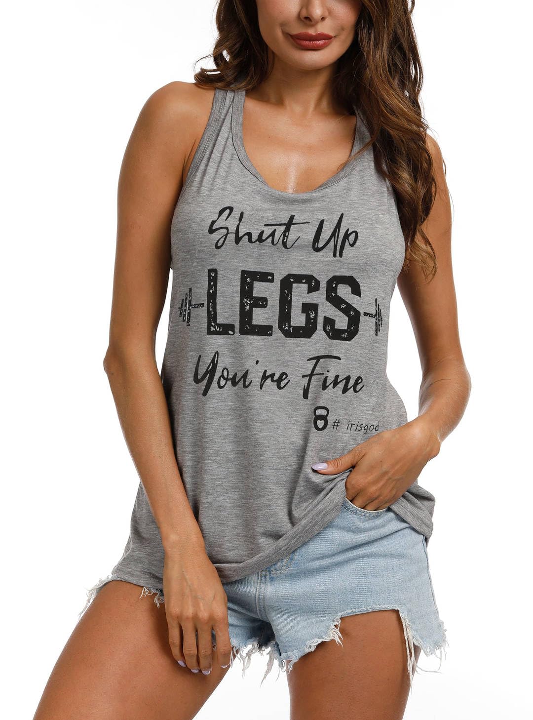IRISGOD Women's Workout Tank Top - Summer Graphic Twisted Back Gym Sleeveless T-Shirt for Yoga, Running & Fitness Training