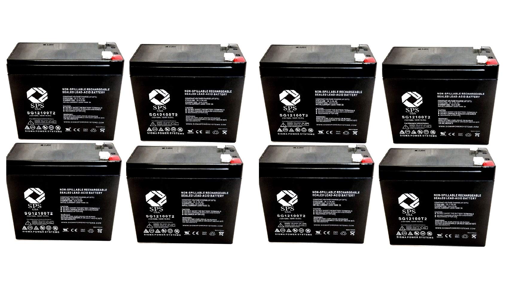 SPS Brand 12V 10Ah Replacement Battery for Upsonic IPCM200VR - 8 Pack - Compatible with Security Systems, Emergency Lights & Backup Power Supplies