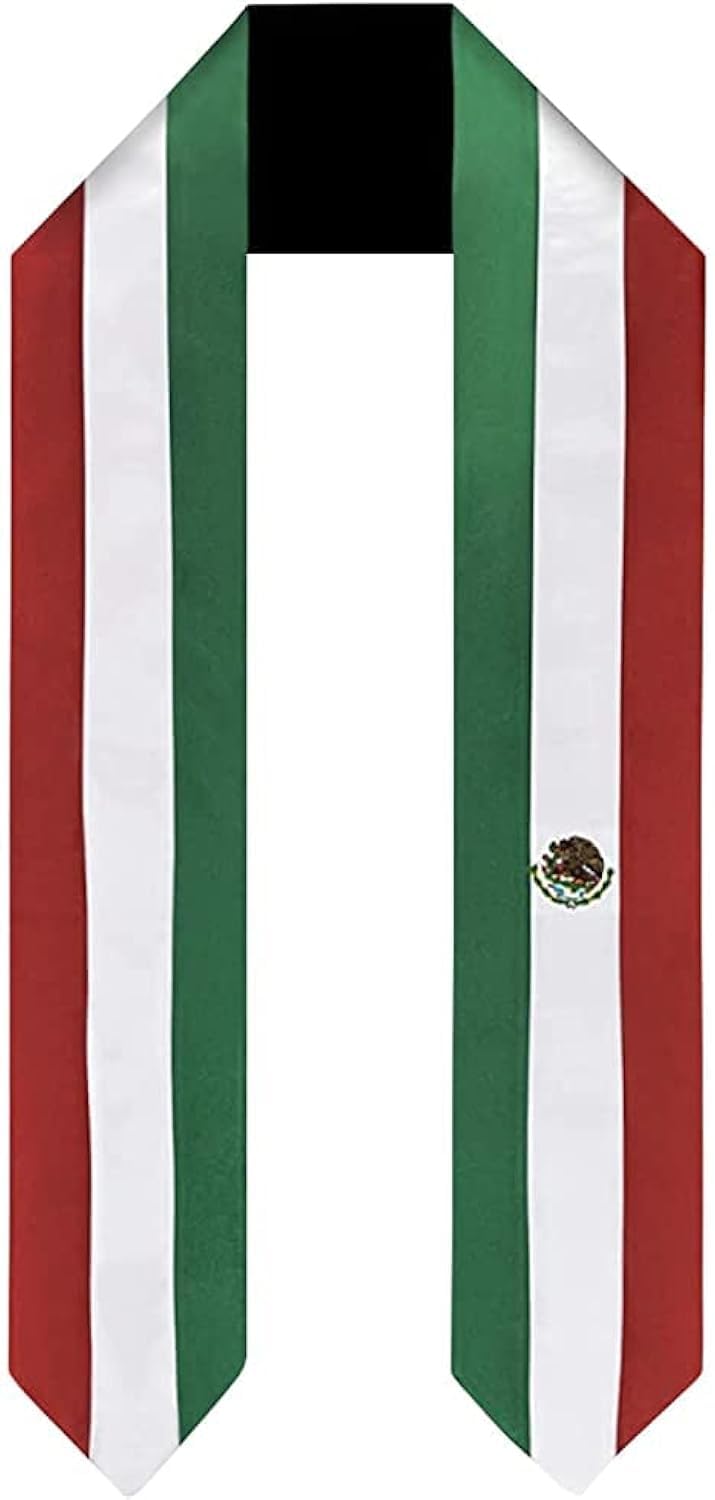 Authentic Mexican Flag Graduation Sash - Premium Quality Graduation Stole for Hispanic Heritage Celebrations - Perfect for Graduation Ceremonies, Cultural Events & Pride Parades