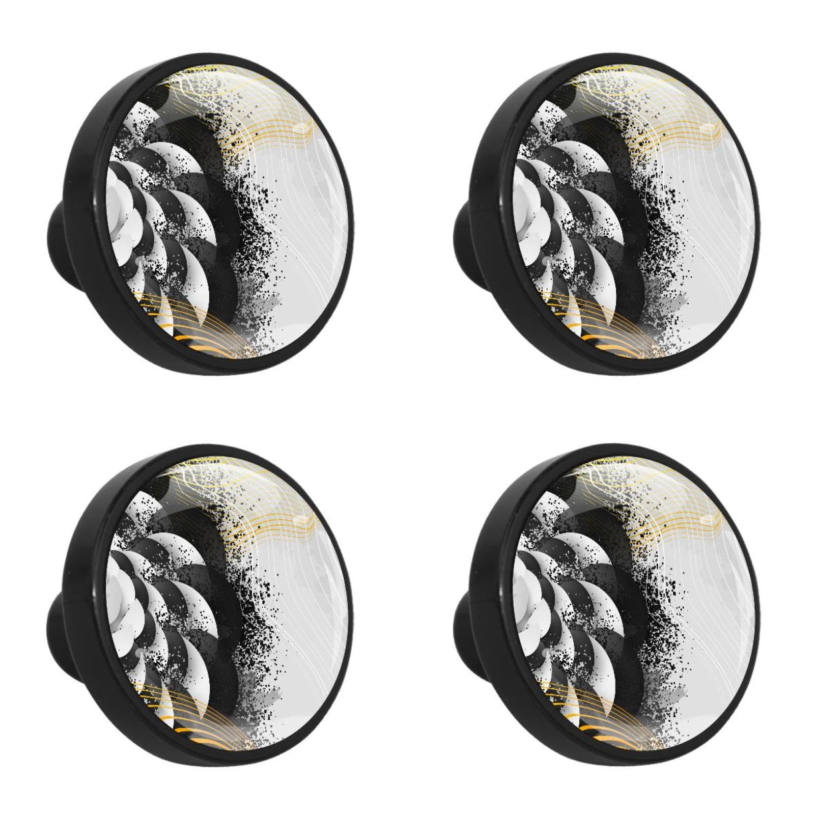 8Pcs Black Abstract Texture Cabinet Handles and Knobs - Modern Drawer Pulls for Kitchen Cabinets, Wardrobes & Furniture Hardware (Perfect for Home Renovation & DIY Projects)