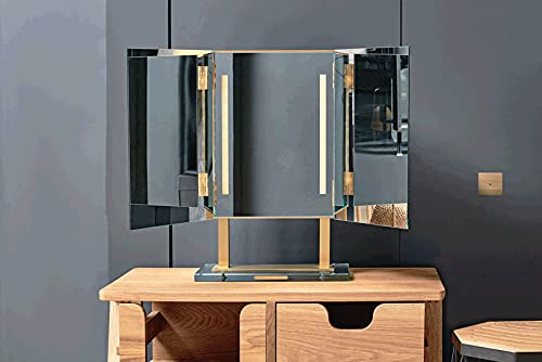 Brot Prestige Collection Star Vanity Lighted Mirror with Frosted Glass Base - Perfect for Makeup, Grooming & Home Decor