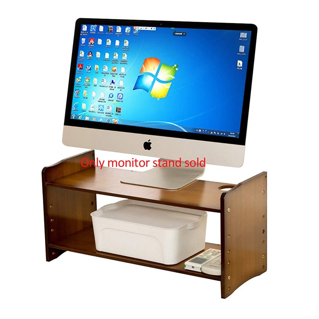 Ergonomic Monitor Stand with Shelf - Adjustable Desktop Organizer for Computer, Laptop & Office Accessories - Space Saving Desk Storage Rack (Brown, 52x21x28.5cm) - Perfect for Home Office, Gaming Setup & Workspace Organization