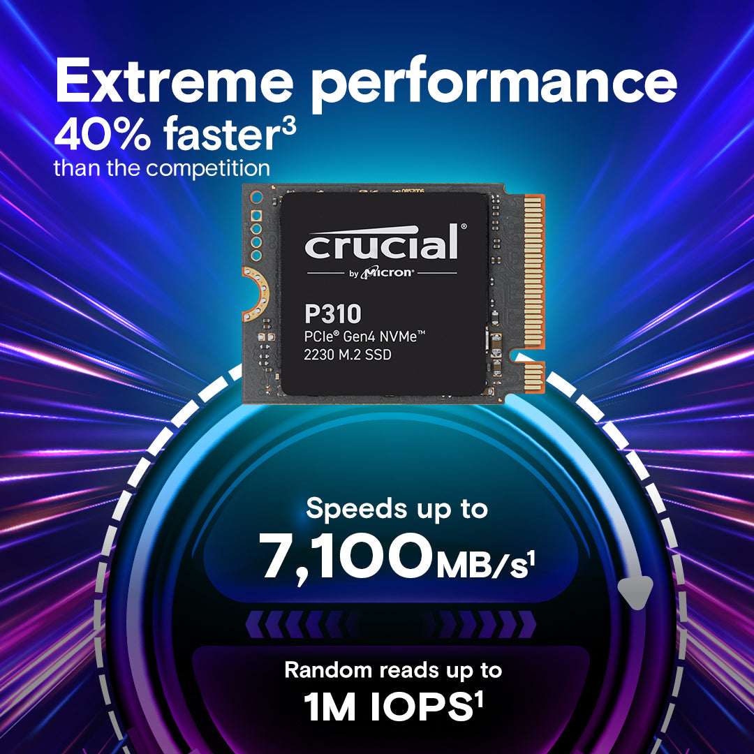 Crucial P310 1TB PCIe Gen4 NVMe 2230 M.2 SSD - High Speed Internal Solid State Drive for Gaming, Laptops & Workstations | 1TB & 2TB Options