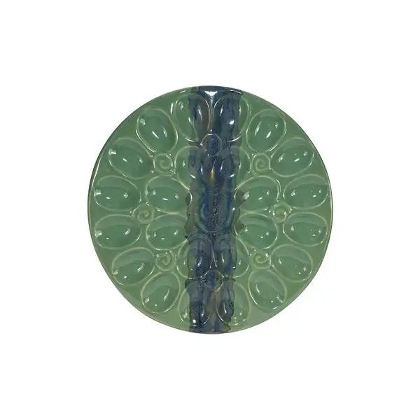 Ceramic Deviled Egg Tray - Misty Green Handcrafted Serving Platter for Appetizers, Party Snacks & Holiday Entertaining | Elegant Kitchen & Dining Decor