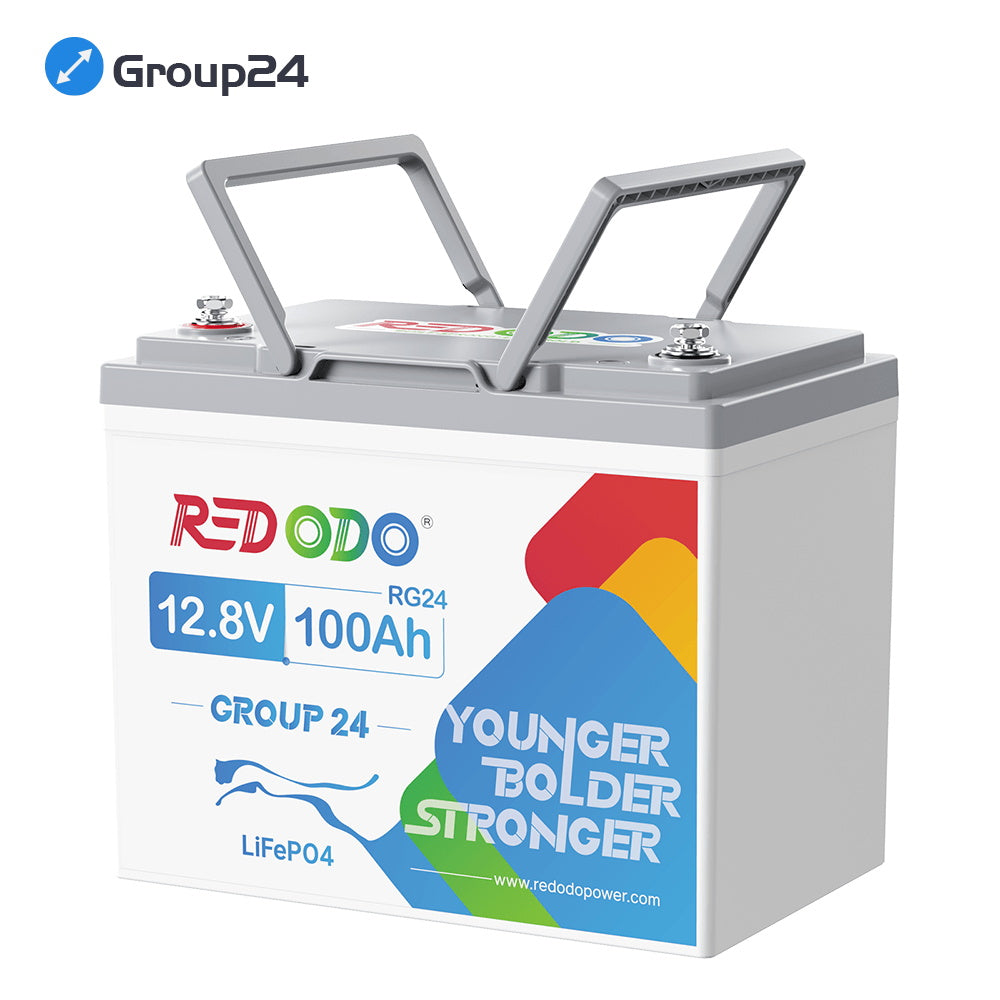 Redodo 12V 100Ah Group 24 Deep Cycle LiFePO4 Lithium Battery - Best for RV, Marine, Solar & Off-Grid Power | Long-Lasting Rechargeable Battery for Home, Camping, Boats & More