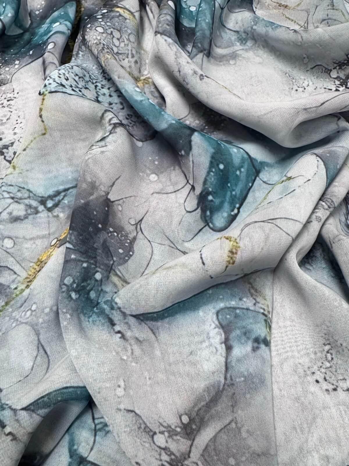 Printed Chiffon Hijab Scarf - Mystic Marble Design - Lightweight & Breathable for Women - Perfect for Daily Wear, Prayer, and Special Occasions