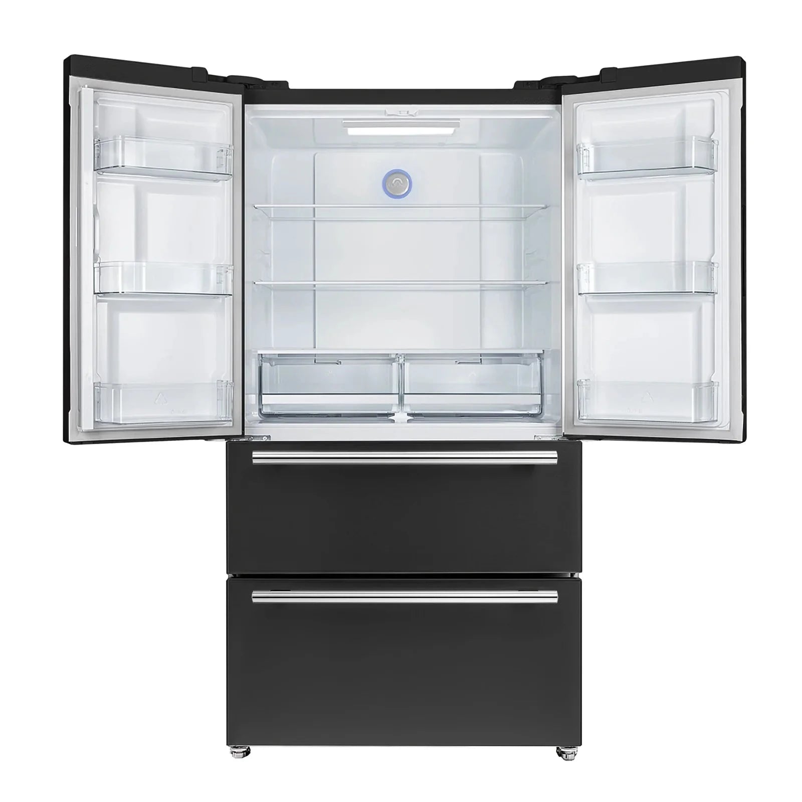 Forno Espresso Moena 36 Inch French Door Refrigerator - Black Stainless Steel with Antique Brass Handles, Energy Star Certified FFRBI1820 36BLK | Perfect for Modern Kitchens & Open-Concept Homes