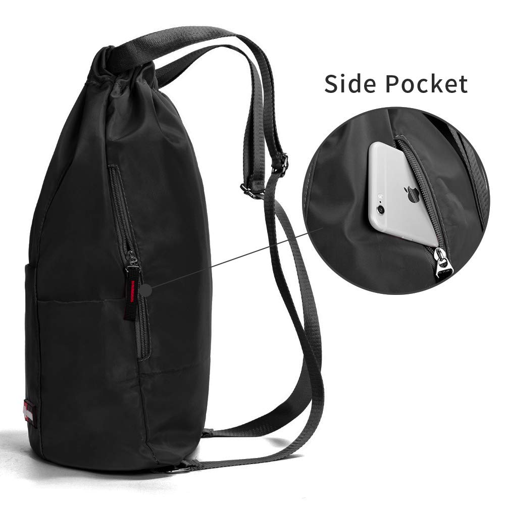 ZOORON Waterproof Drawstring Gym Backpack for Men & Women - Lightweight Sports Sack with Adjustable Straps, Perfect for Gym, Travel & Outdoor Activities | Durable Mini Daypack for Workout, Running & Hiking