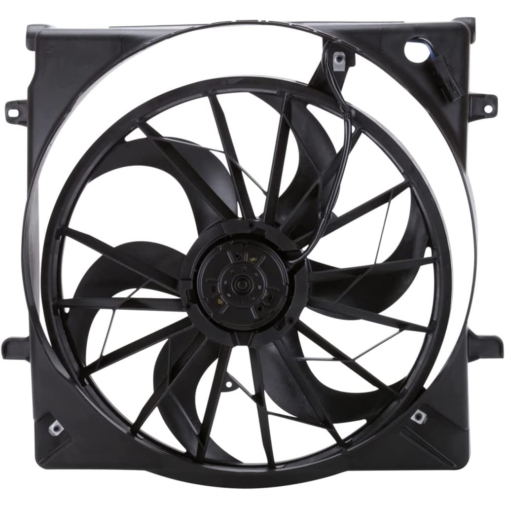 Jeep Liberty Radiator Fan Assembly 2002-2005 3.7L 2-Pin Electrical Cooling Fan Replacement for CH3115162 | M&B:52079528AB | S:52080127AA | Perfect for Off-Roading & Daily Commuting