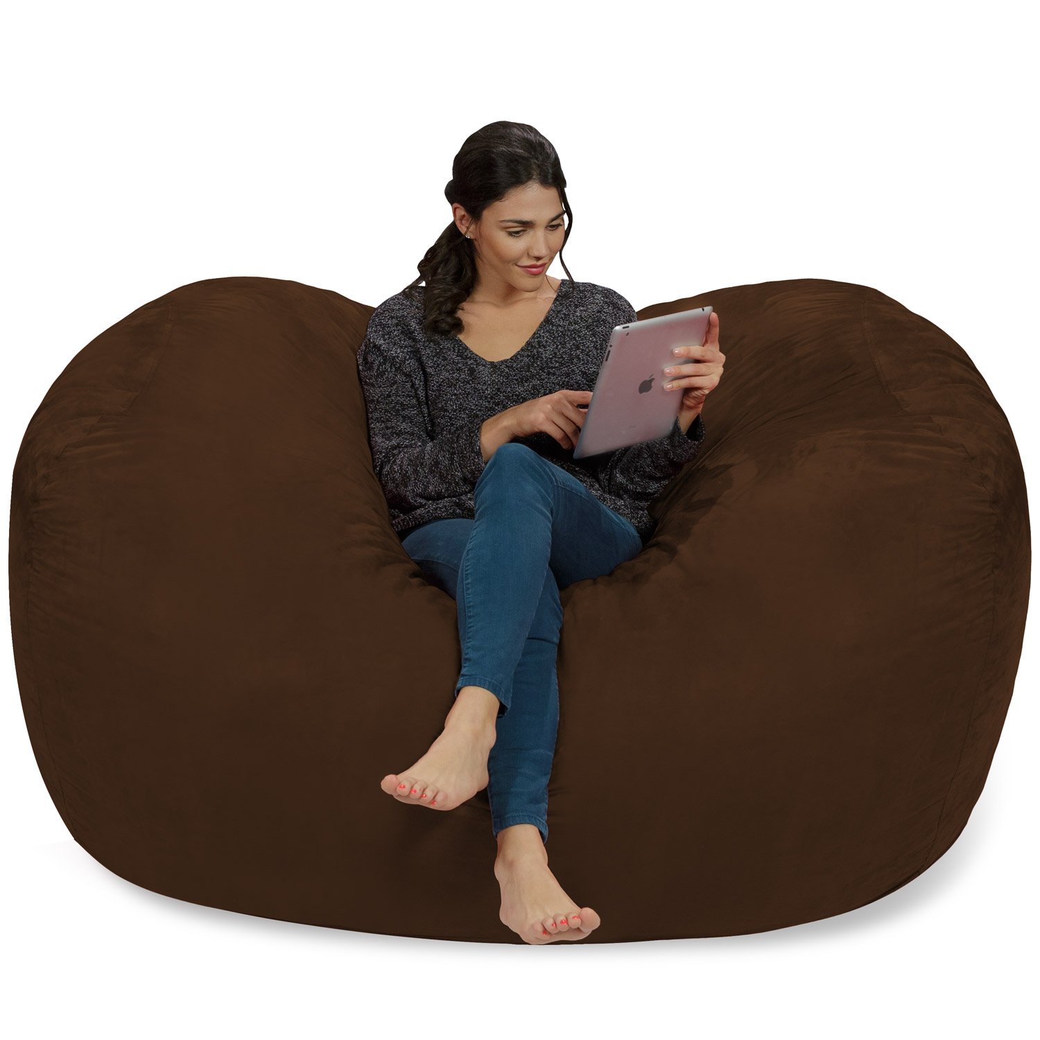 Chill Sack 6' Memory Foam Bean Bag Chair - Oversized Lounger with Soft Microfiber Cover (Chocolate) - Perfect for Gaming, Movie Nights & Dorm Room Relaxation