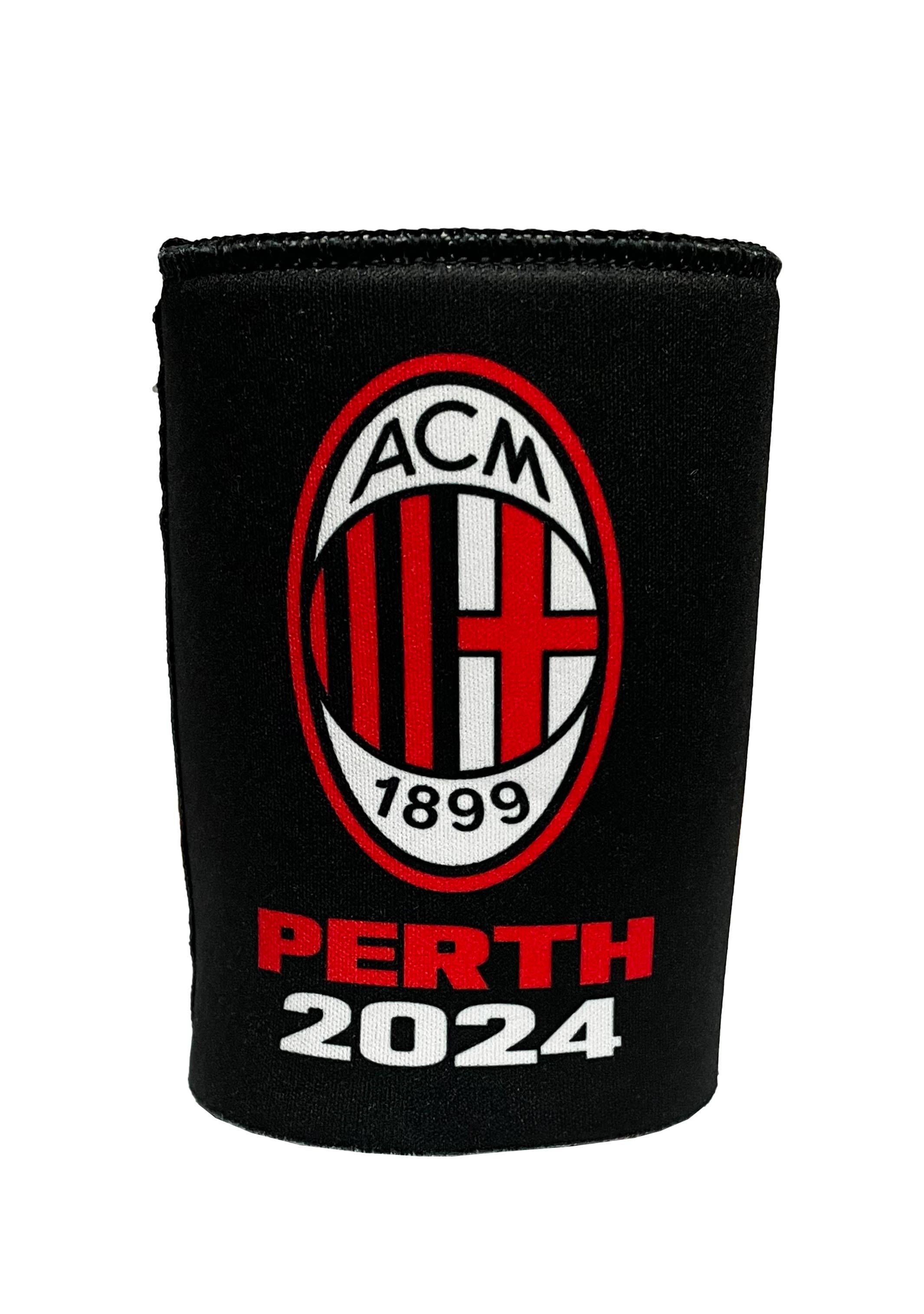 Official AC Milan Insulated Can Cooler - Black | Keep Drinks Cold for Hours | Perfect for Soccer Games, BBQs & Tailgating