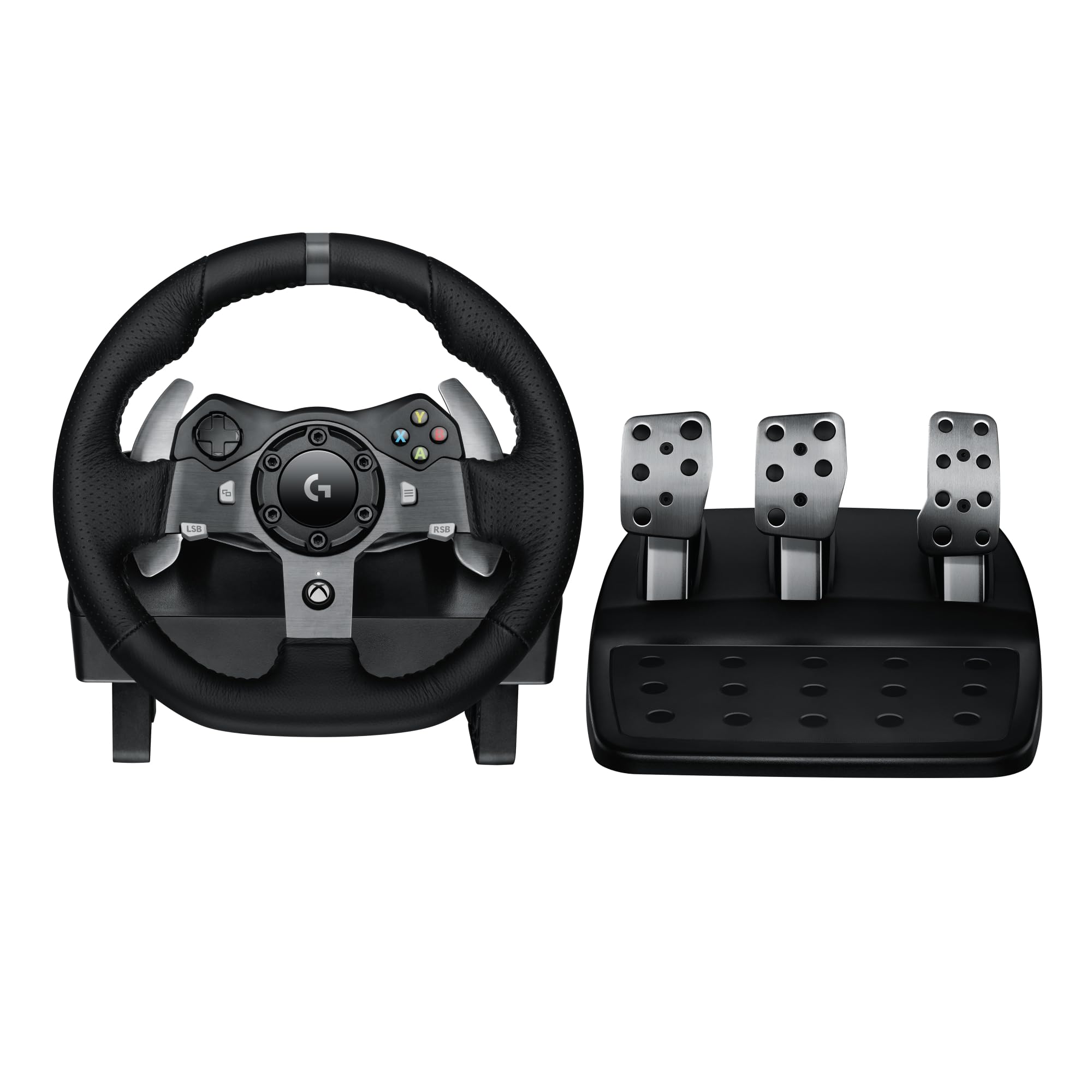 Logitech G920 Driving Force Racing Wheel & Pedals - Force Feedback, Stainless Steel Paddles, Leather Cover for Xbox Series X|S, Xbox One, PC, Mac - Black | Perfect for Sim Racing & Gaming Setups