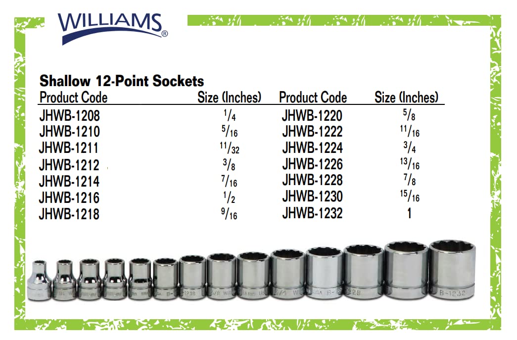 Williams WSB-23HFTB 23-Piece 3/8-Inch Drive Socket and Ratchet Set with Toolbox - Professional Mechanics Tool Kit for Automotive Repair, Home Improvement & DIY Projects