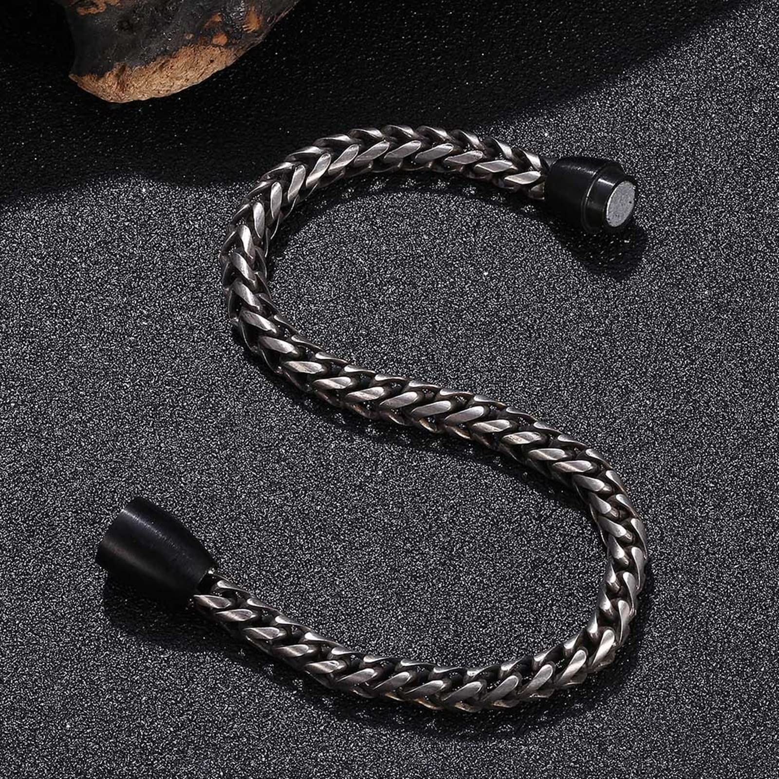 Vintage Silver Chain Bracelets for Men - Stainless Steel Bangle Bracelet with Niche Design | Perfect for Casual Wear, Gifts & Special Occasions