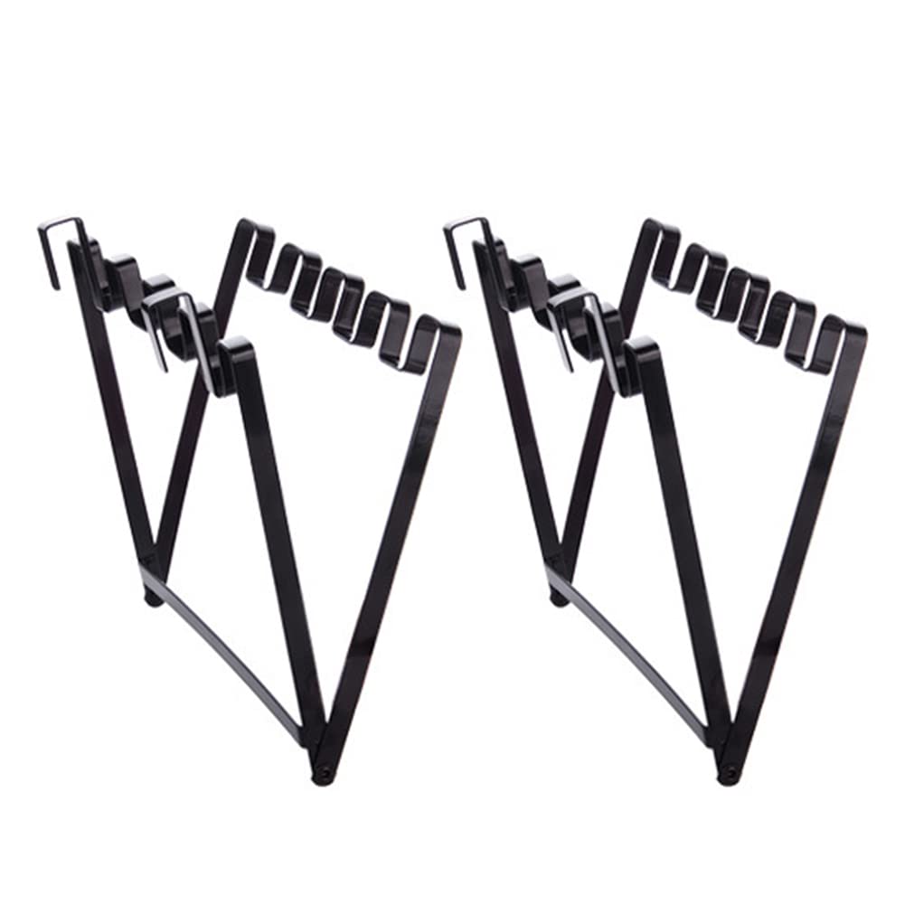2-Pack Over The Cabinet Plastic Bag Holder - Metal Hanging Trash Bag Organizer for Kitchen, Sturdy Under Counter & Over Door Storage - Perfect for Recycling Bags, Grocery Bags & Small Trash (Black)