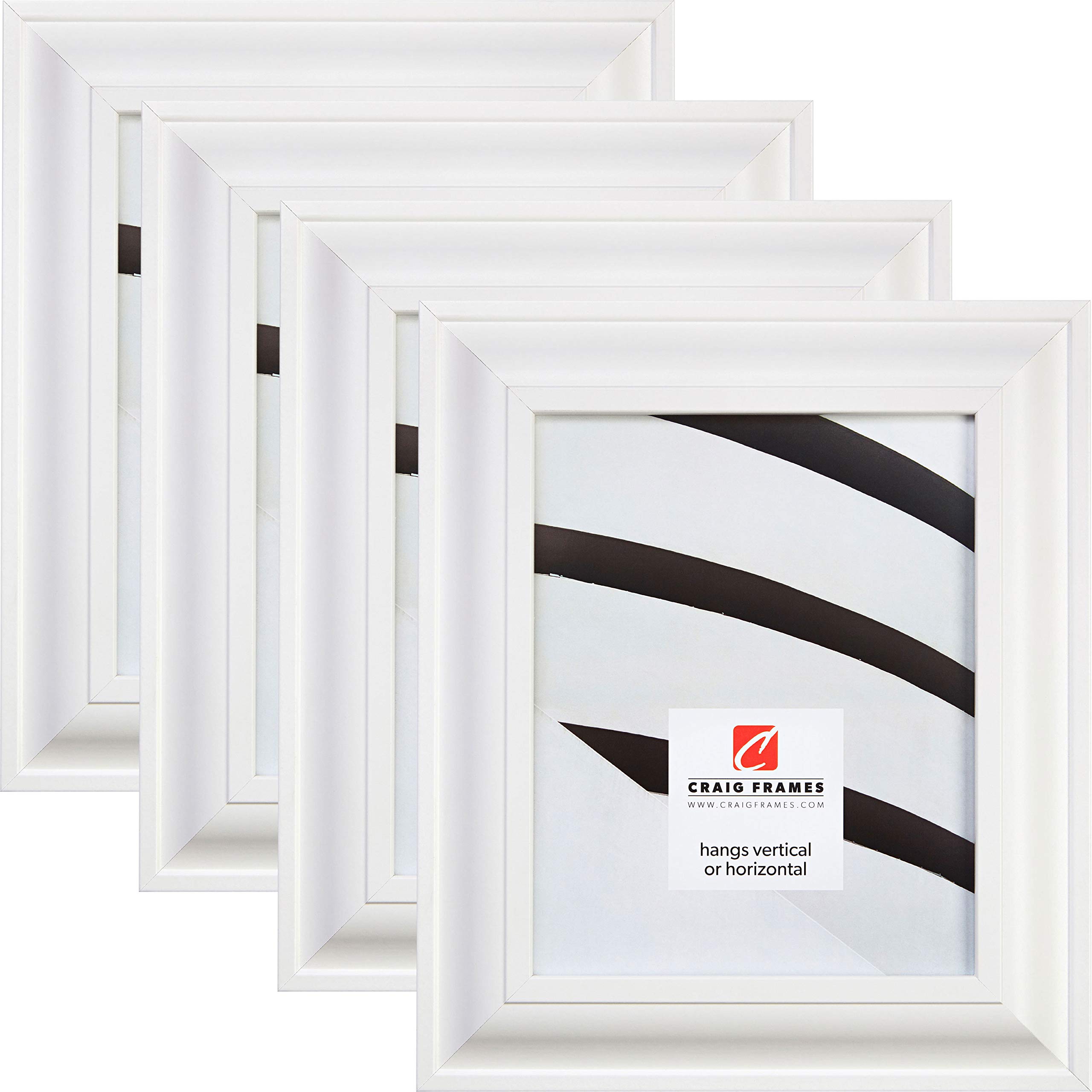 Craig Frames 21834812 14x18 Inch White Contemporary Picture Frame Set of 4 - Perfect for Wall Decor, Photo Displays & Home Office Decorations