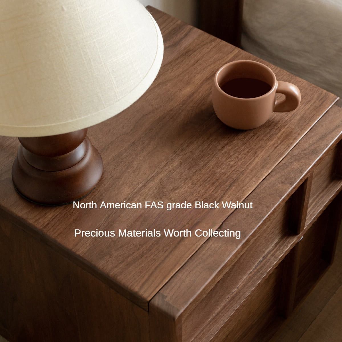 Solid Black Walnut Wood Nightstand with Drawer - Caluswood Bedside Table for Bedroom Storage | Perfect for Small Spaces, Apartment Living & Modern Home Decor
