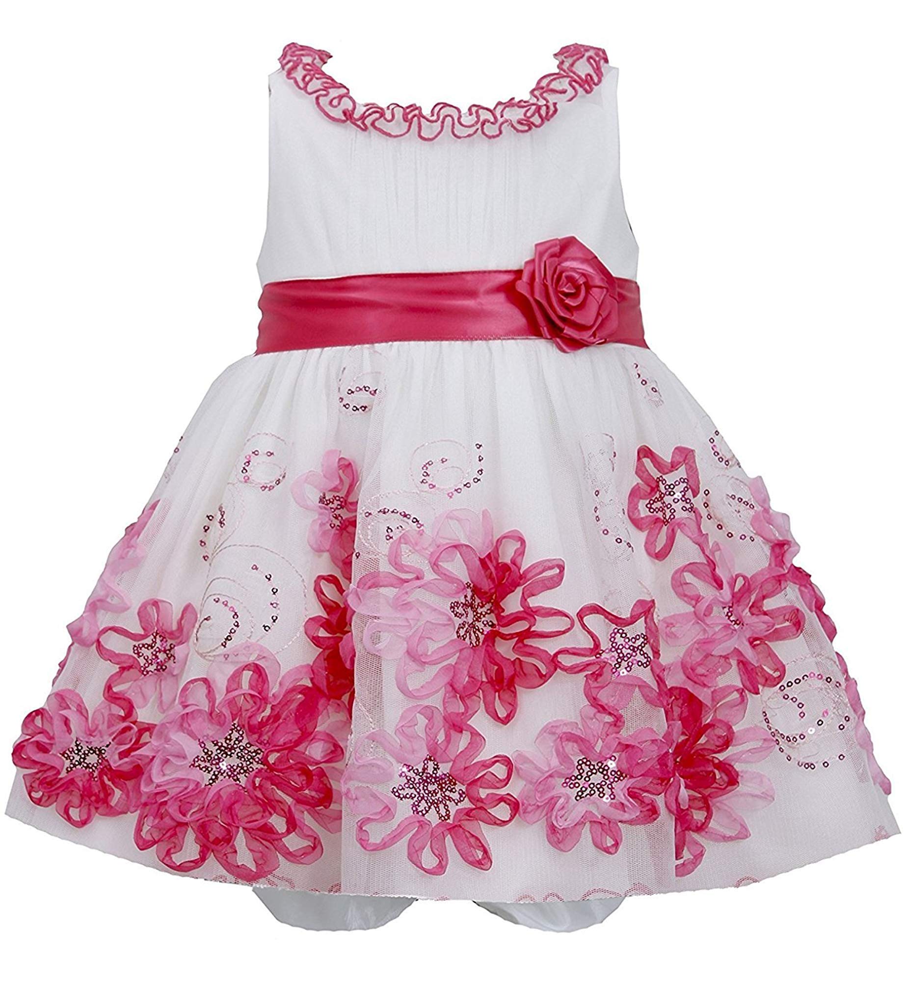 Bonnie Jean Baby Girls 3-24 Months Fuchsia Pink Sequin Soutache Party Dress - Perfect for Birthday Celebrations, Photo Shoots & Special Occasions