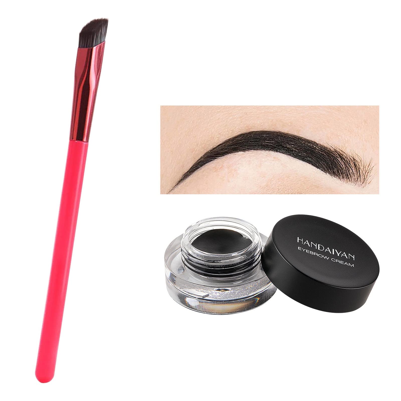 4-in-1 Eyebrow Brush & Cream - Ultra Thin Angled Brow Tool for Perfect Makeup