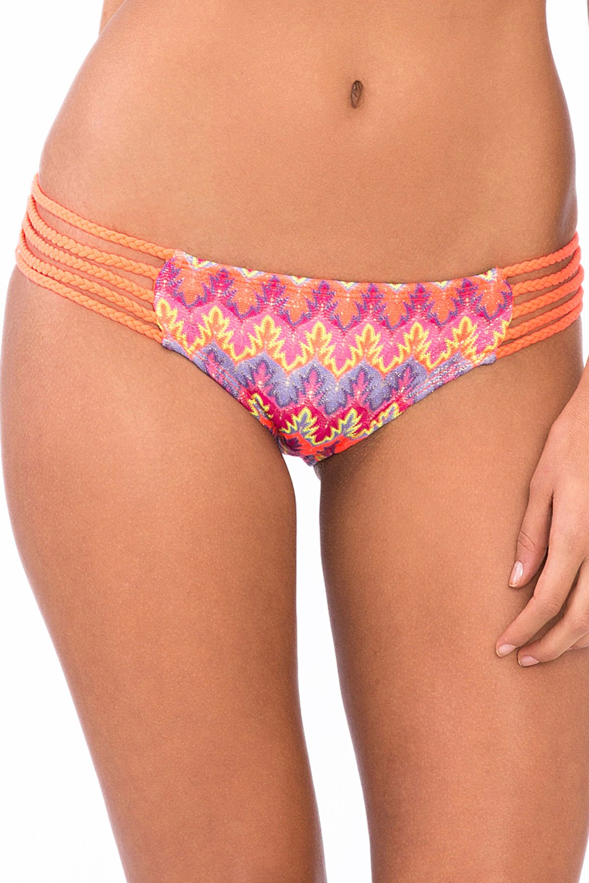 Luli Fama Women's Song of the Sea Braided Side Full Coverage Bikini Bottom - High Waisted Swimwear for Beach, Pool & Vacation
