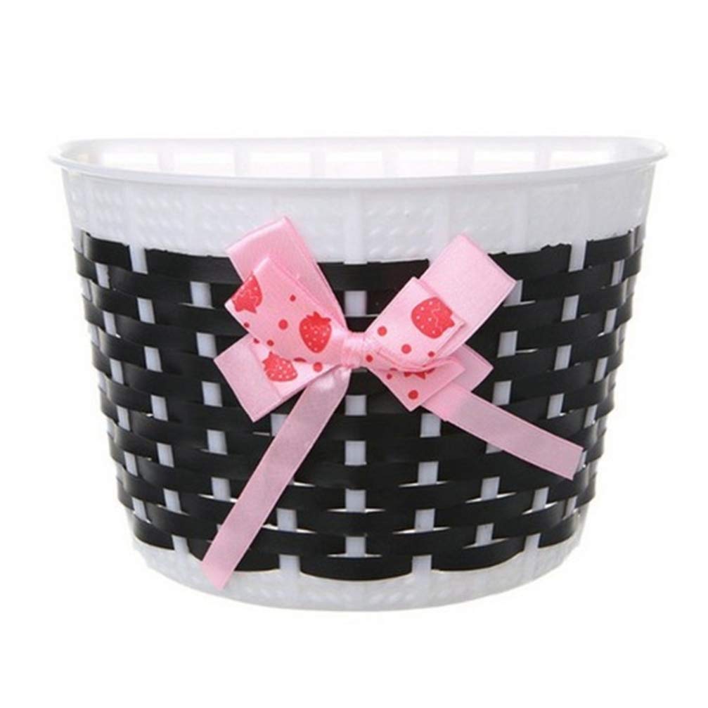 Pink Bowknot Front Bike Basket for Kids - Decorative Girls & Boys Bicycle Basket, Scooter & Stroller Accessories - Perfect for School, Park Rides & Outdoor Adventures