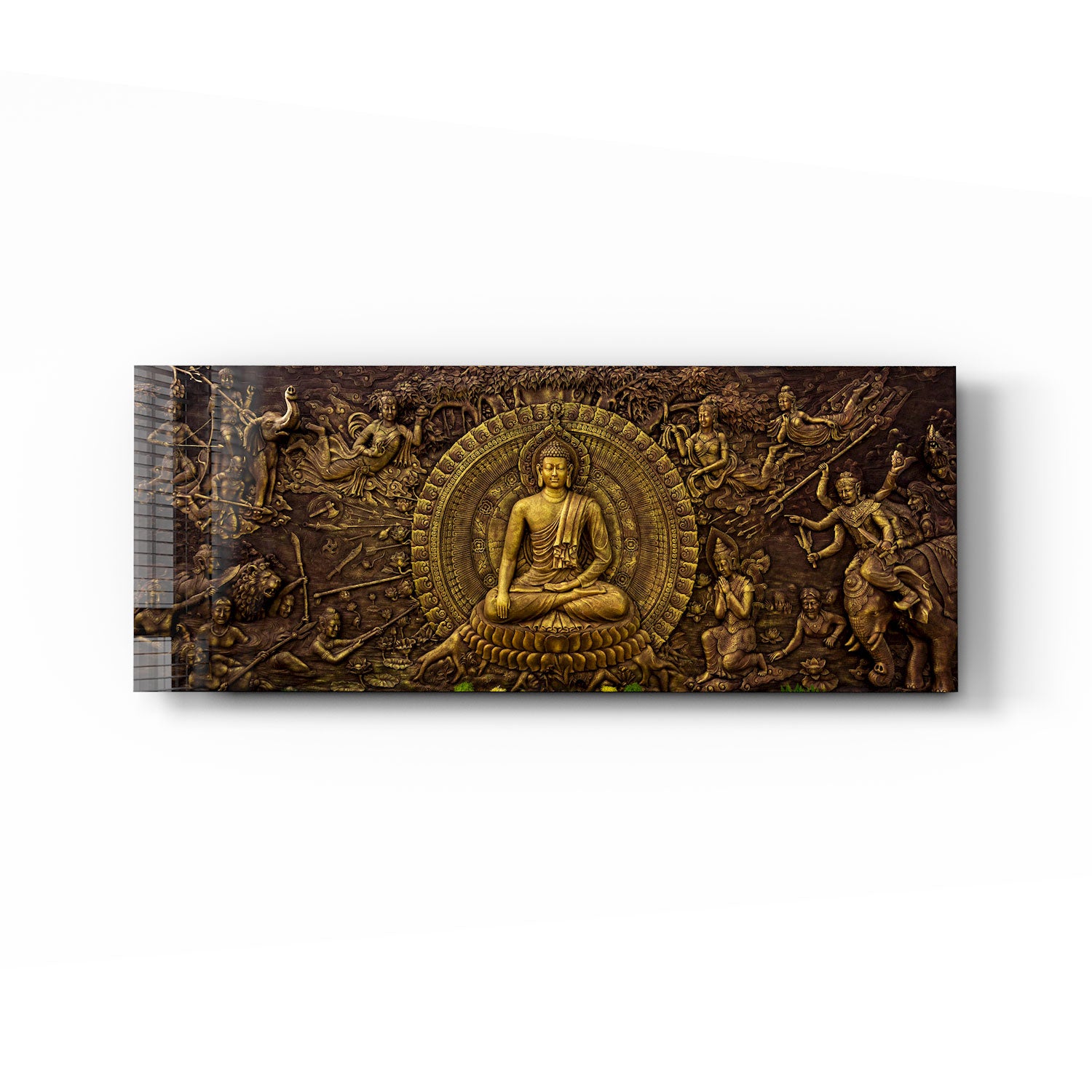 Buddha Panoramic Wall Art - Handcrafted Spiritual Decor for Meditation & Yoga Spaces | Perfect for Home, Office & Zen Interiors