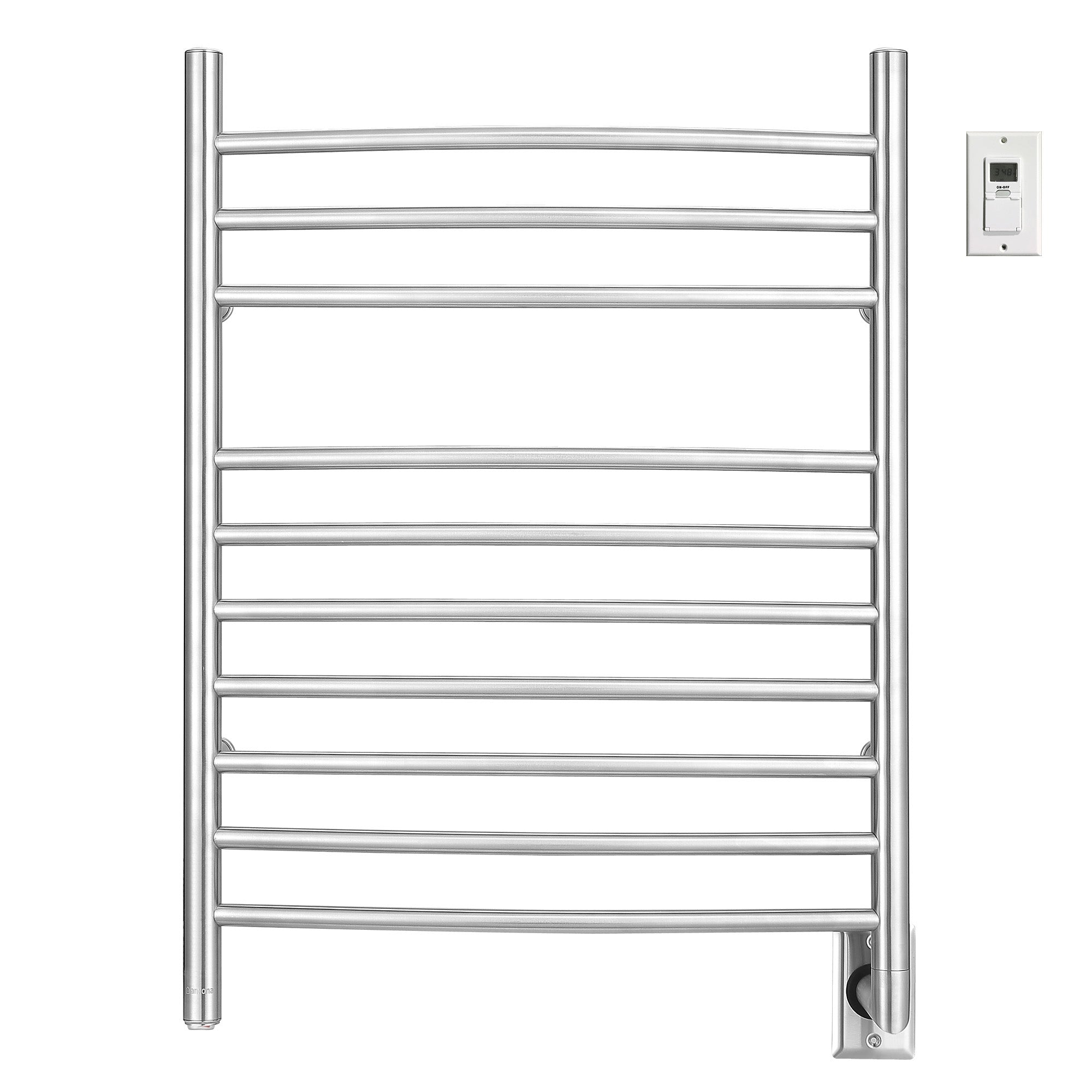 Ancona Comfort 10 Bar Hardwired Wall Mount Towel Warmer with Timer - Brushed Stainless Steel Bathroom Heater for Spa, Luxury Home & Hotel Use
