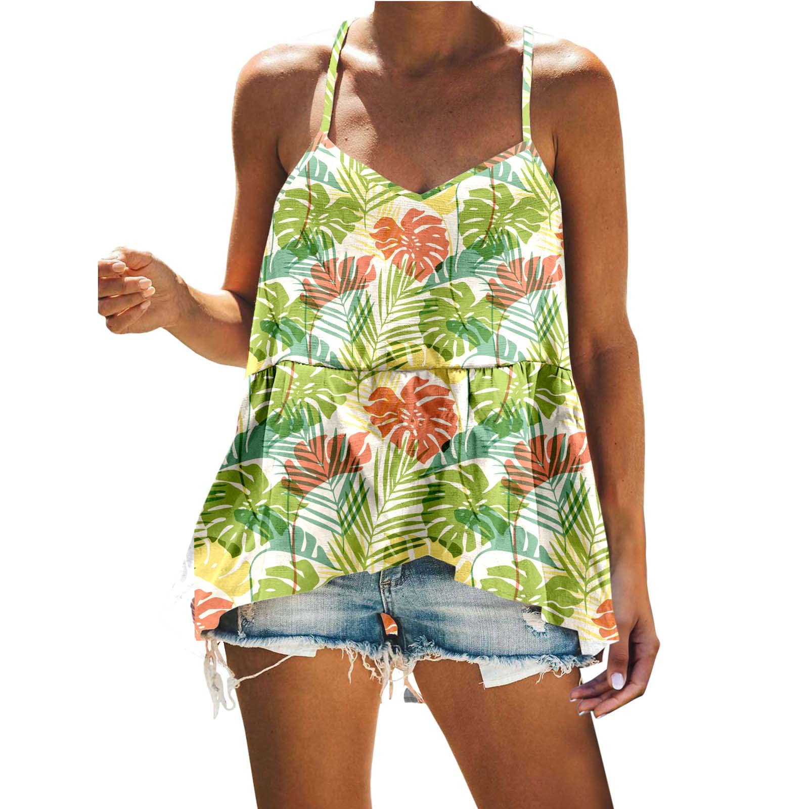 Women's Summer Camisole Tank Tops - Sleeveless Casual Spaghetti Strap Blouse, Loose Fit Breathable Comfortable for Daily Wear, Beach, Yoga & Lounge