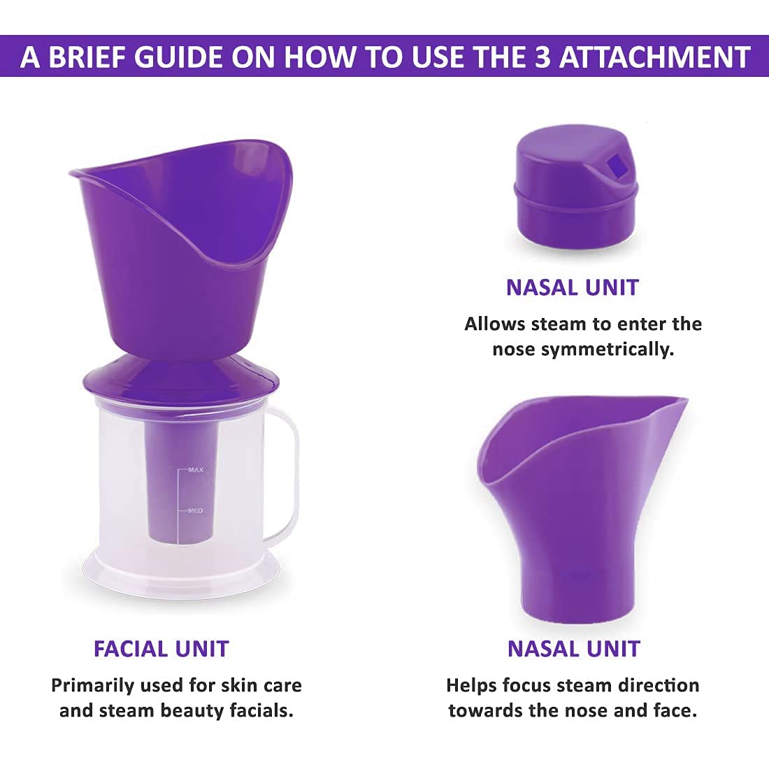 AK Ultimate 3-in-1 Lightweight Steam Vaporizer with Nozzle Inhaler, Facial Sauna & Steamer - Portable Cold & Cough Relief for Adults & Kids (Purple) - Perfect for Home Use, Spa Days, and Respiratory Care