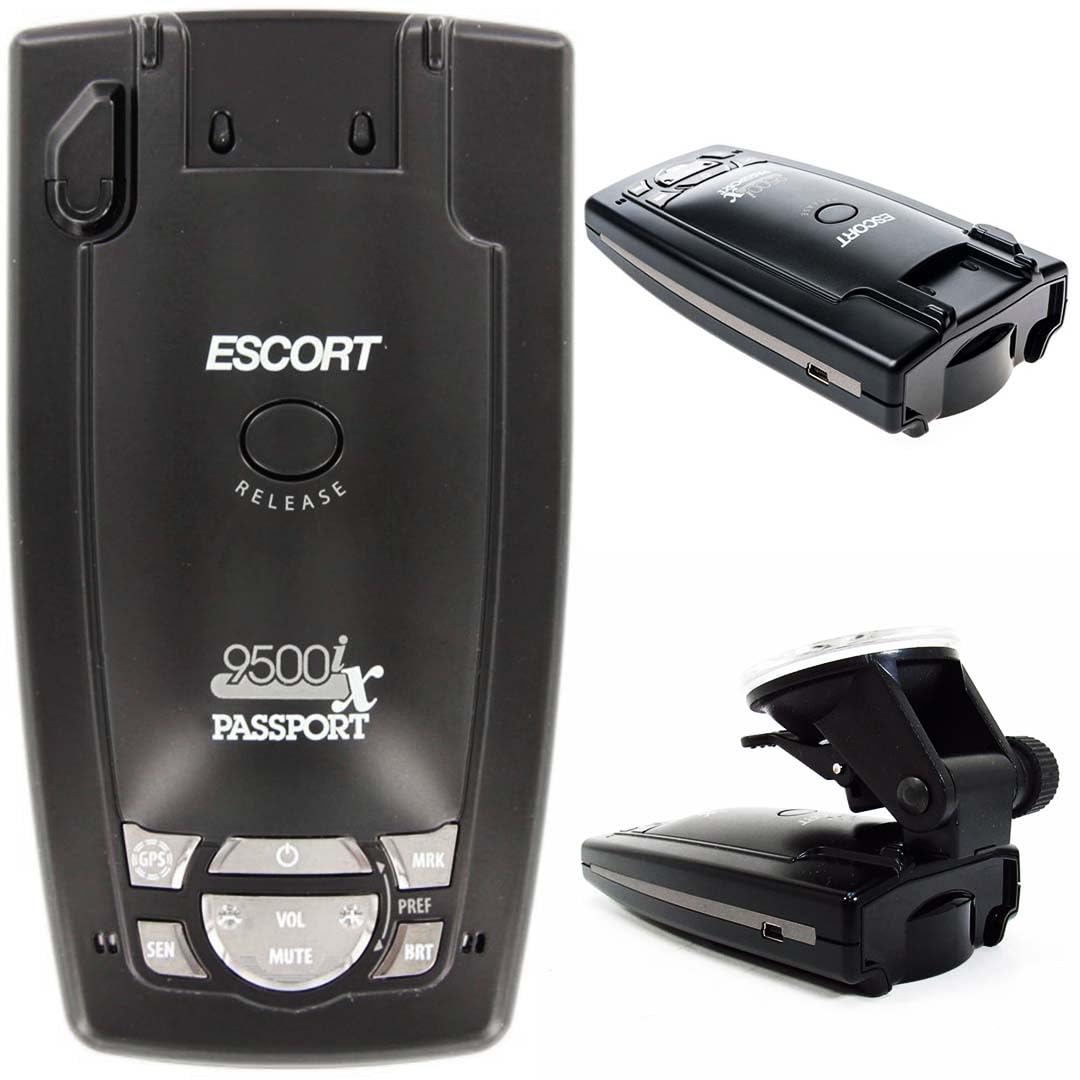 Escort Passport 9500iX Radar Detector with Dual-USB Car Charger & Suction Cup Mount - Long Range Detection, Fewer False Alerts, Voice Warnings (Renewed, Black) - Perfect for Highway Driving & Road Trips