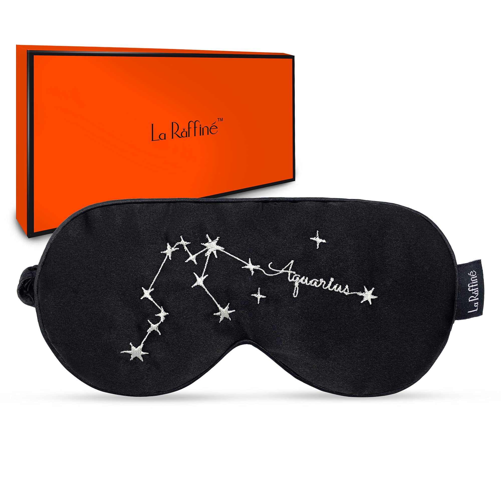 Constellation Embroidery Sleep Mask for Women Men & Kids - Adjustable Light Blocking Eye Mask for Dry Eyes Relief & Better Sleep - Perfect for Travel, Meditation & Nighttime Use - Aquarius Design