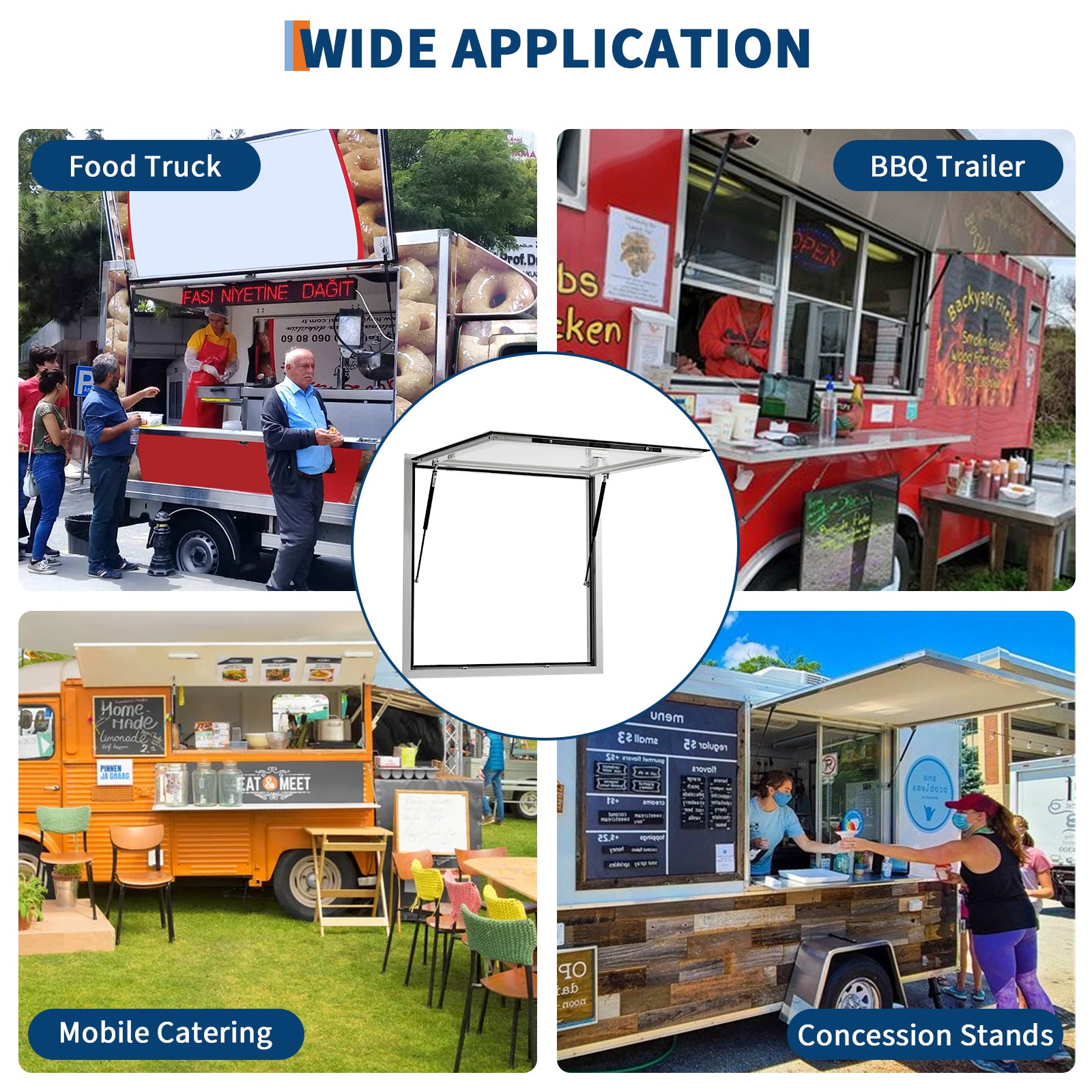 **GARVEE 36x36 Inch Heavy Duty Aluminum Concession Window for Food Trucks & Stands - 85° Weatherproof Awning Door with Dual Point Lock (Glass Not Included) - Perfect for Outdoor Food Service, Mobile Vendors & Commercial Use**