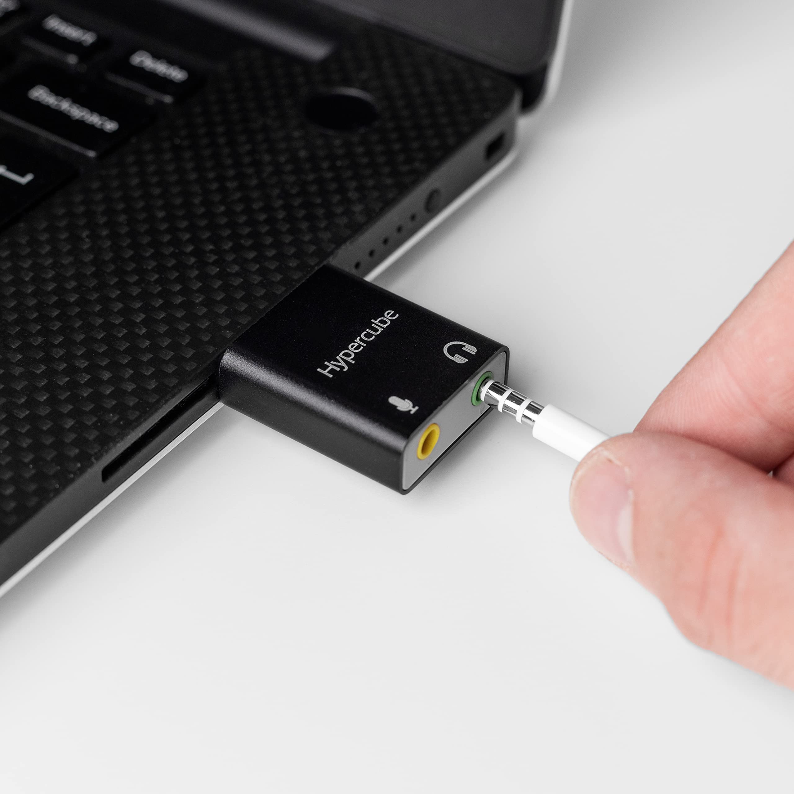 Hypercube USB to 3.5mm Audio Adapter with DAC - Dual Jack Headphone & Microphone USB Aux Converter - External Stereo Sound Card for Gaming Headsets - Compatible with PC, MacBook, Laptop - Perfect for Online Gaming, Video Calls & Music Streaming