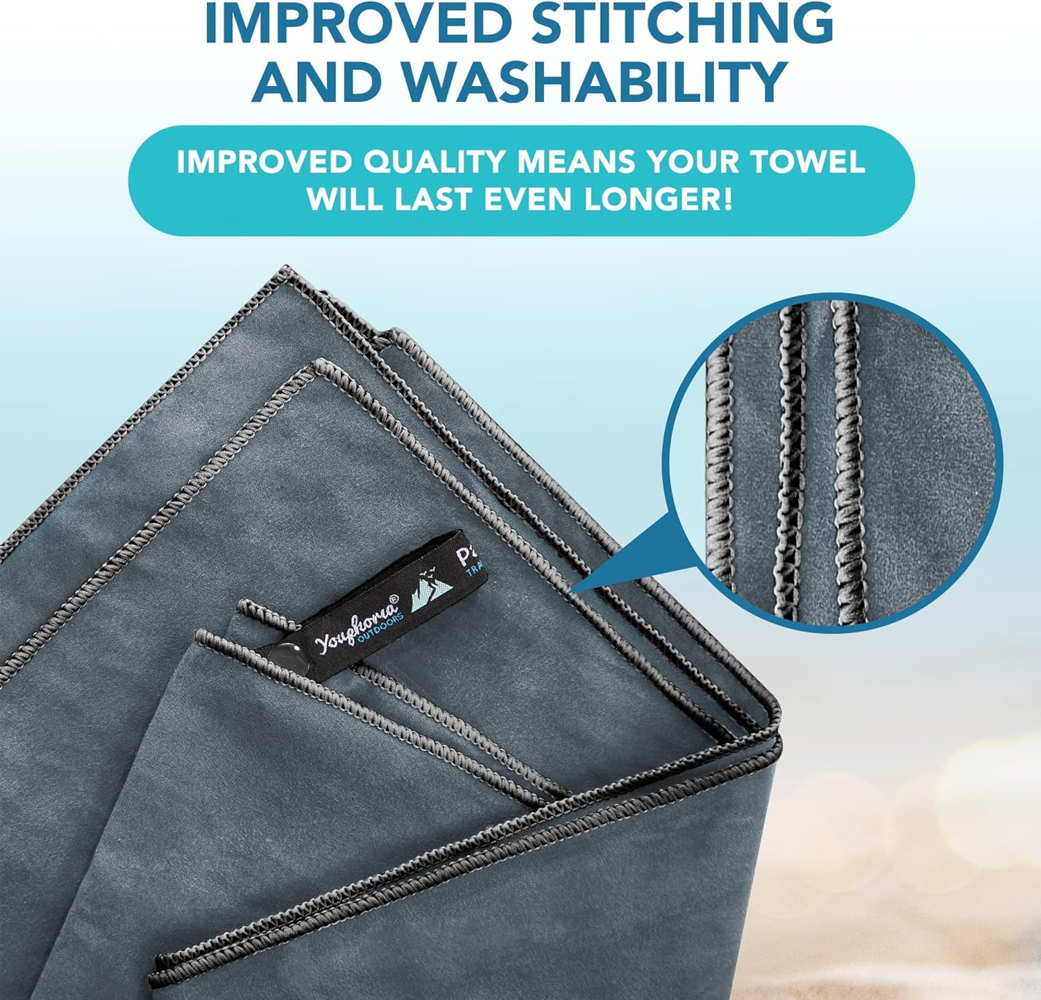 Youphoria Microfiber Travel Towel - Ultra Fast Drying & Lightweight Compact Towel for Camping, Beach, Backpacking, Hiking, Gym & Swimming | Perfect for Travel, Sports & Outdoor Adventures