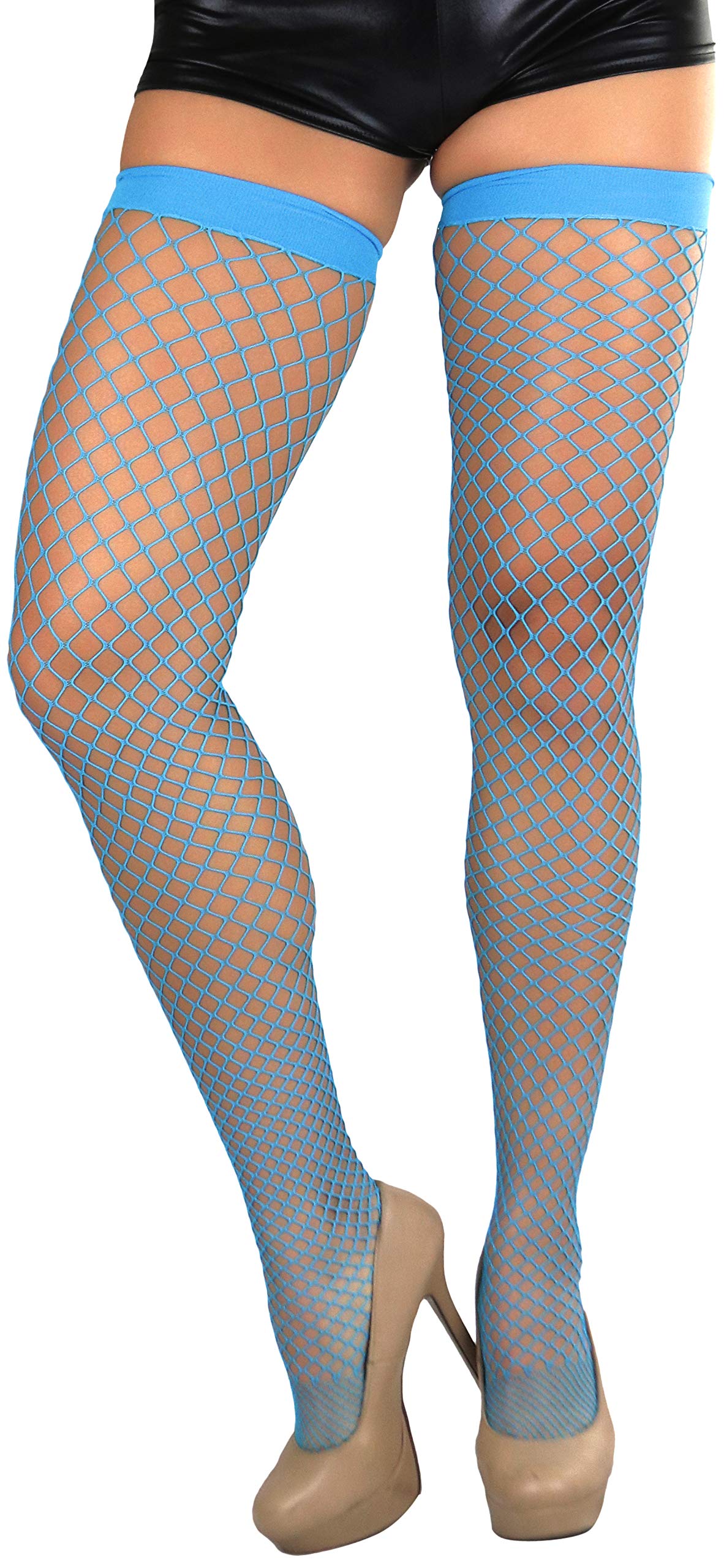 ToBeInStyle Women’s Bright & Vibrant Fishnet Thigh High Stockings - Sexy Sheer Tights for Cosplay, Halloween, Burlesque & Night Out