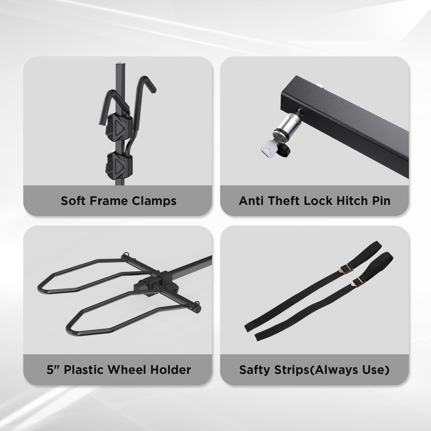 Heavy Duty 2-Bike Hitch Rack for E-Bikes & Fat Tire Bicycles - 160 lbs Capacity, Wobble-Free Smart Tilting Folding Design - Fits 2-Inch Receiver - Perfect for Road Trips, Camping & Outdoor Adventures
