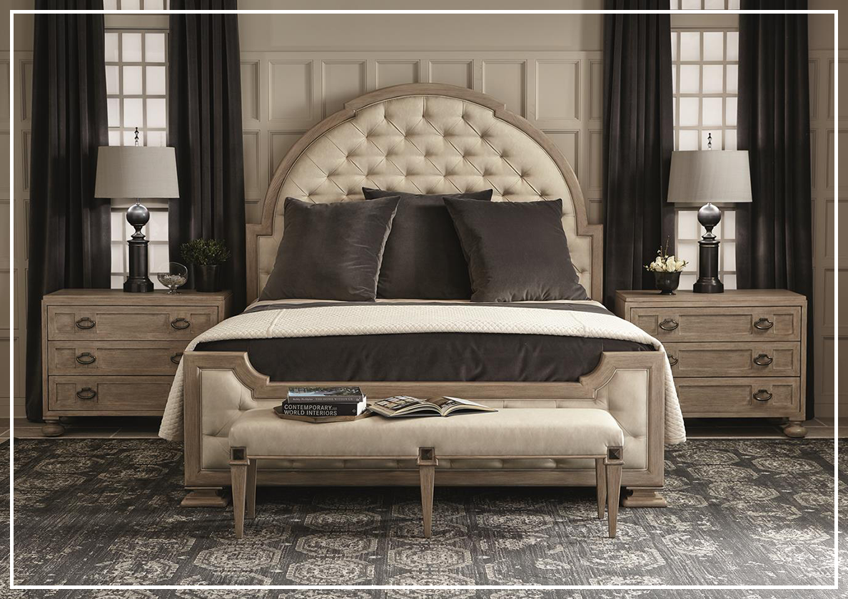 Bernhardt Santa Barbara Panel King Bed with Tufted Headboard - Luxury Upholstered Bed Frame for Master Bedroom - Perfect for Modern & Traditional Home Decor