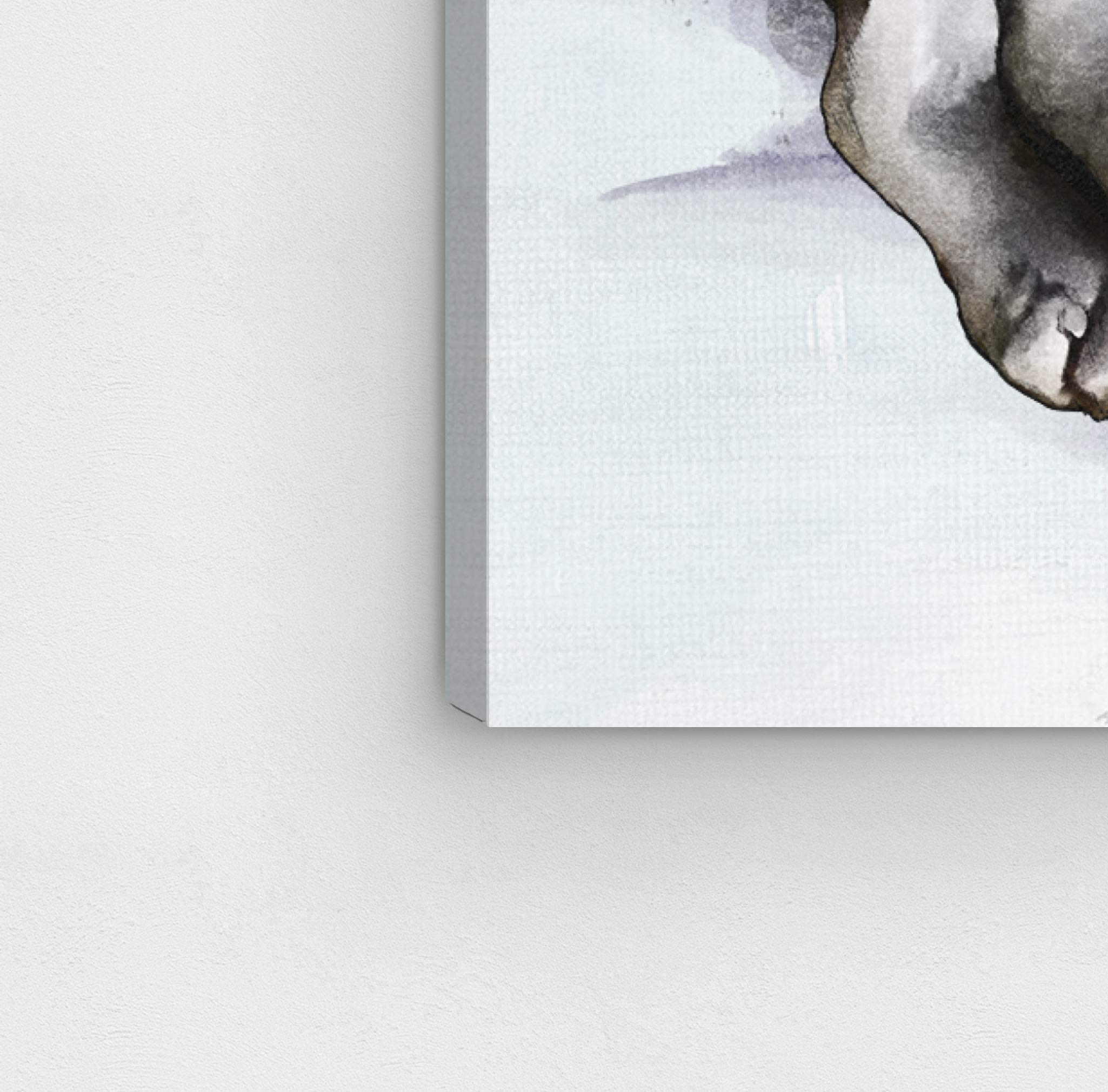 Sleeping Pitbull Wall Art Canvas Print - 30x30 Inches Gray & Blue Animal Home Decor by Oliver Gal Artist Co. - Perfect for Living Room, Bedroom & Office Decor