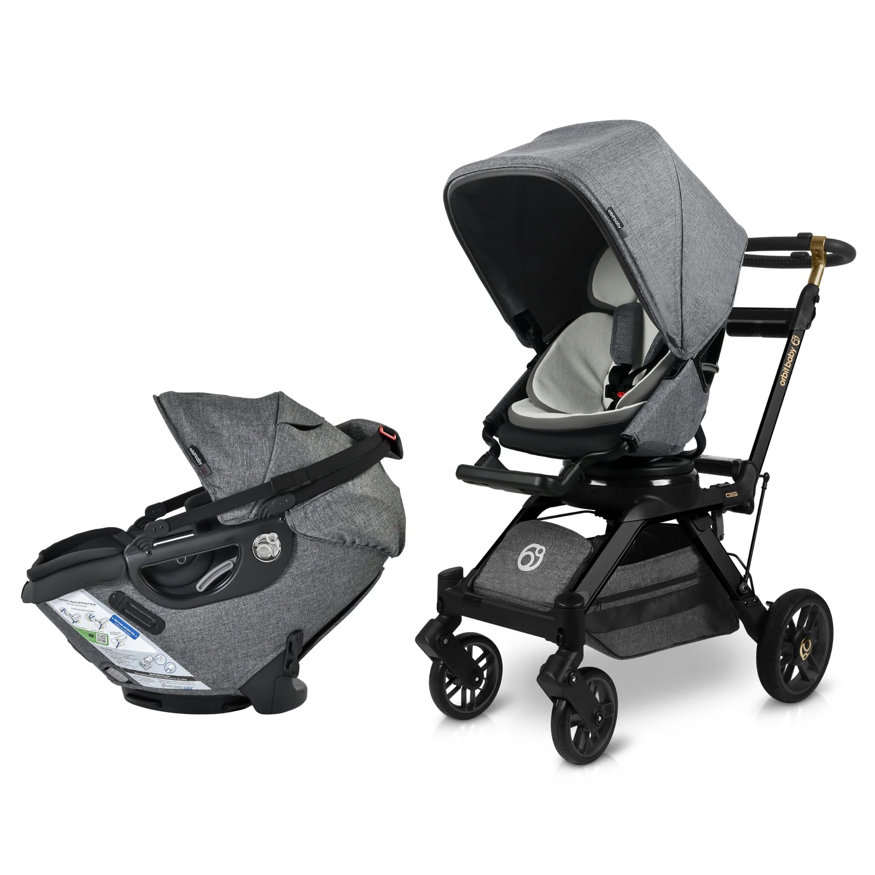 Orbit Baby Stroll & Ride Travel System - Lightweight Stroller & Car Seat Combo for Infants & Toddlers | Perfect for Air Travel, Shopping & Daily Outings