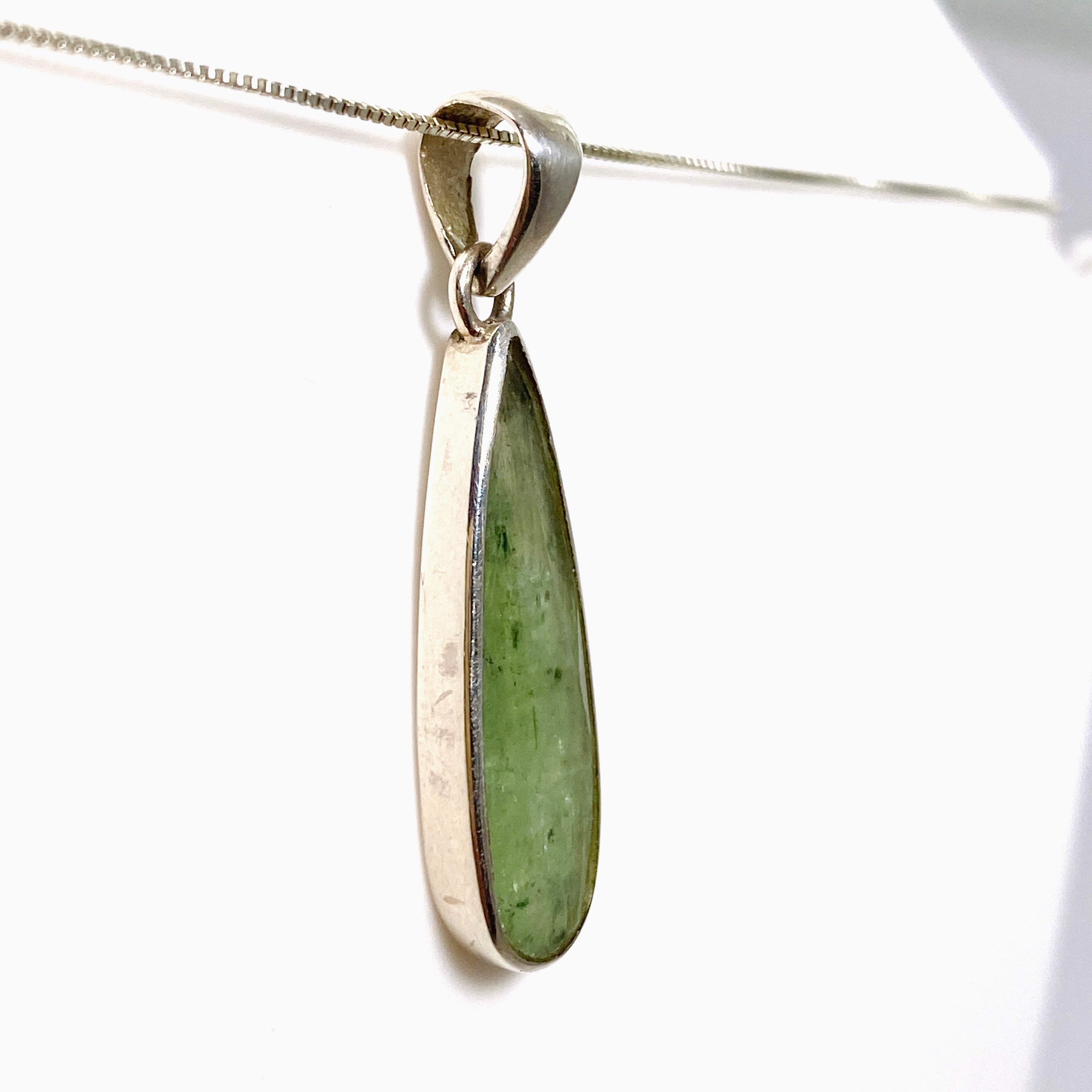 Natural Green Kyanite Teardrop Faceted Pendant from Africa - Handcrafted Gemstone Jewelry PPGJ800 for Meditation, Healing & Spiritual Energy