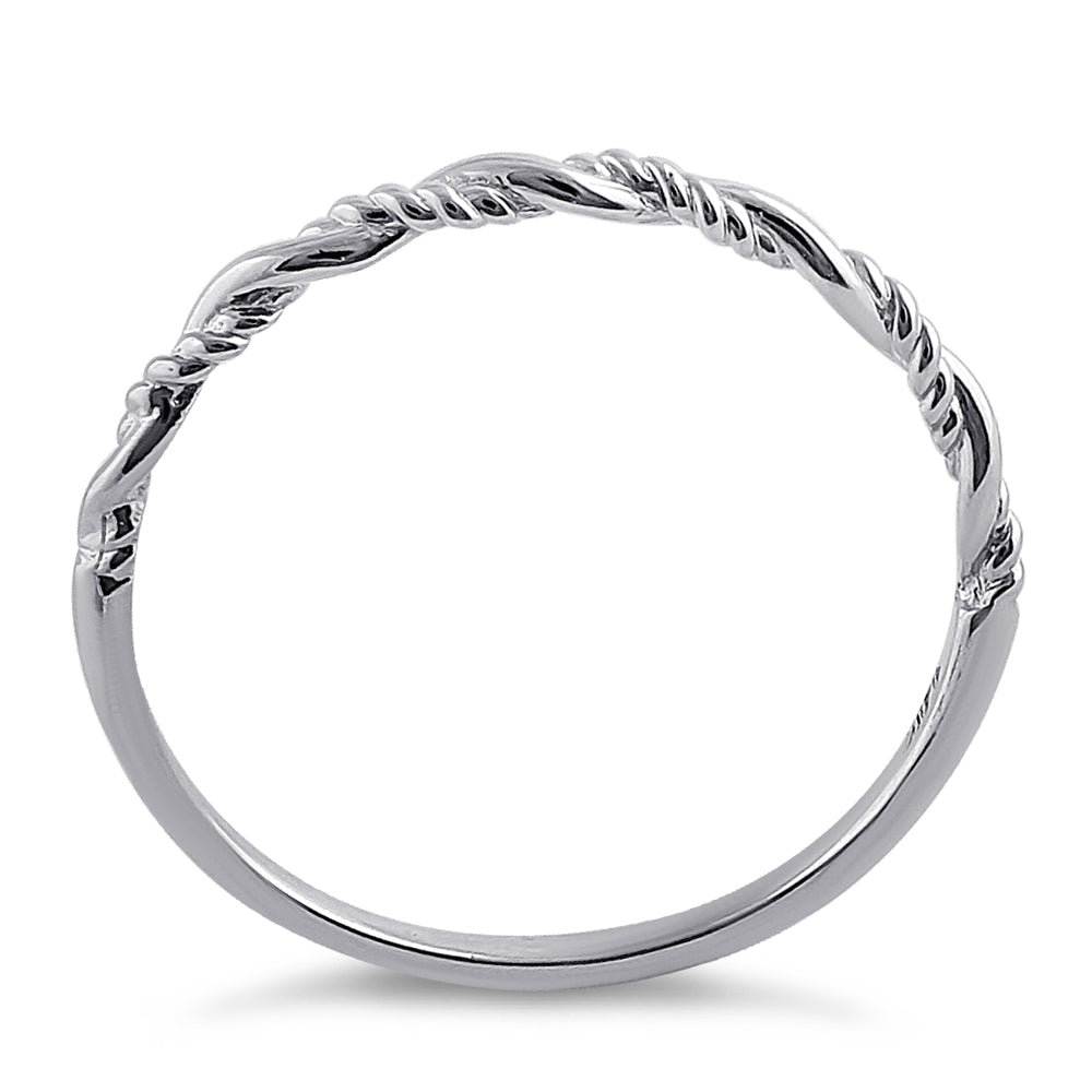 14K White Gold Twist Ring for Women - Elegant Minimalist Wedding Band, Stackable Ring for Everyday Wear, Anniversary Gift, Promise Ring