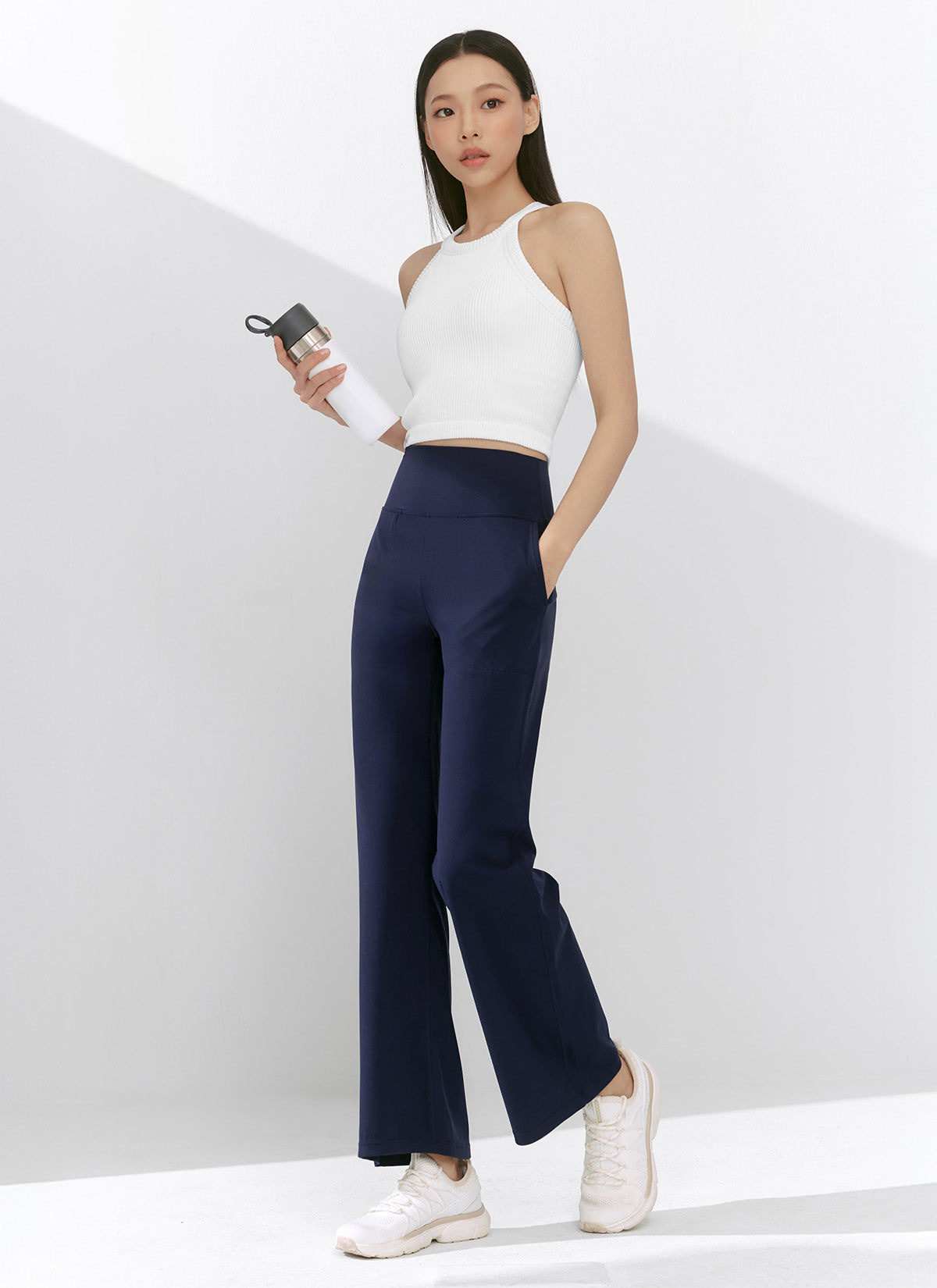 Black Label Power Rise Pocket Wide Leggings - High Waist Yoga Pants with Side Pockets for Women - Perfect for Workouts, Running, and Casual Wear