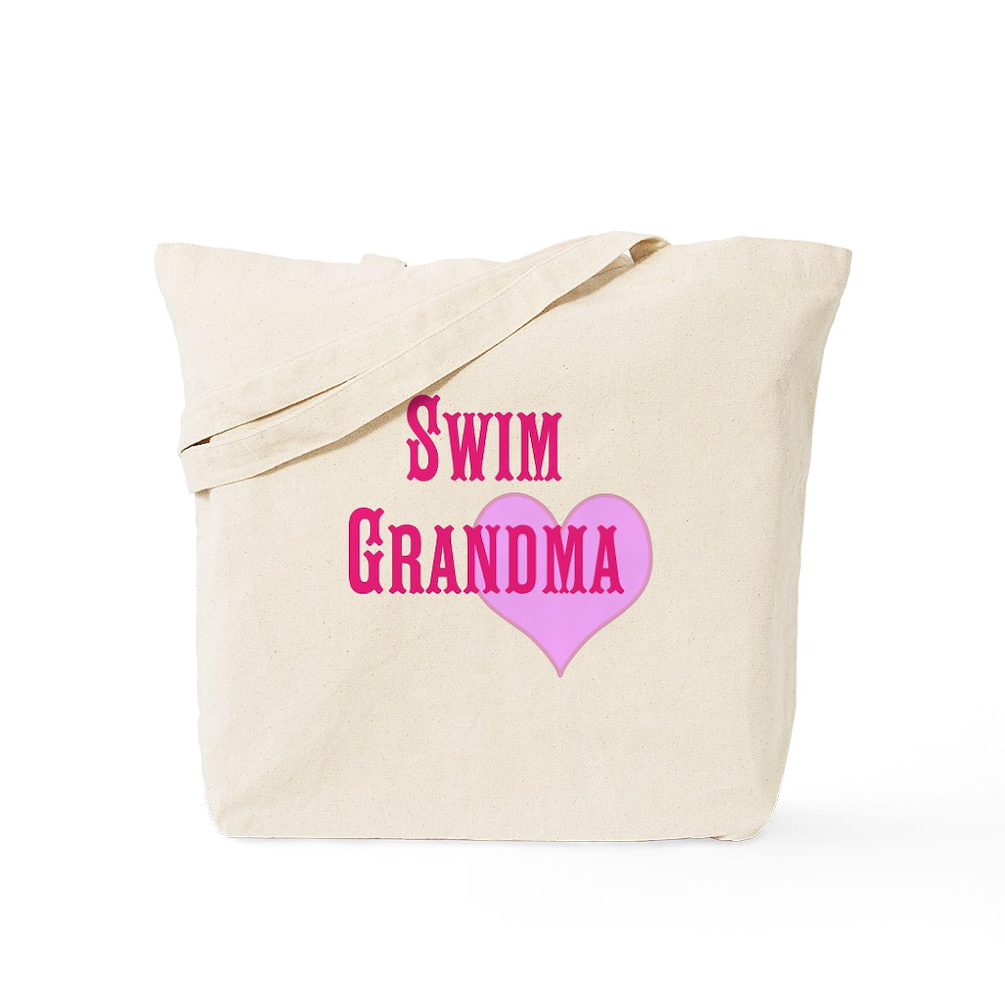 Swim Grandma Tote Bag - Natural Canvas Reusable Shopping Bag for Beach, Pool & Grocery - Eco-Friendly Cotton Carryall for Women
